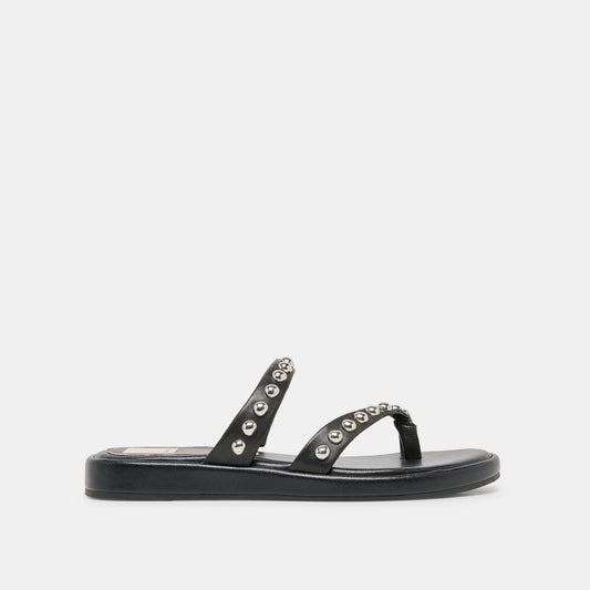 Amary Stud Black Leather Sandals