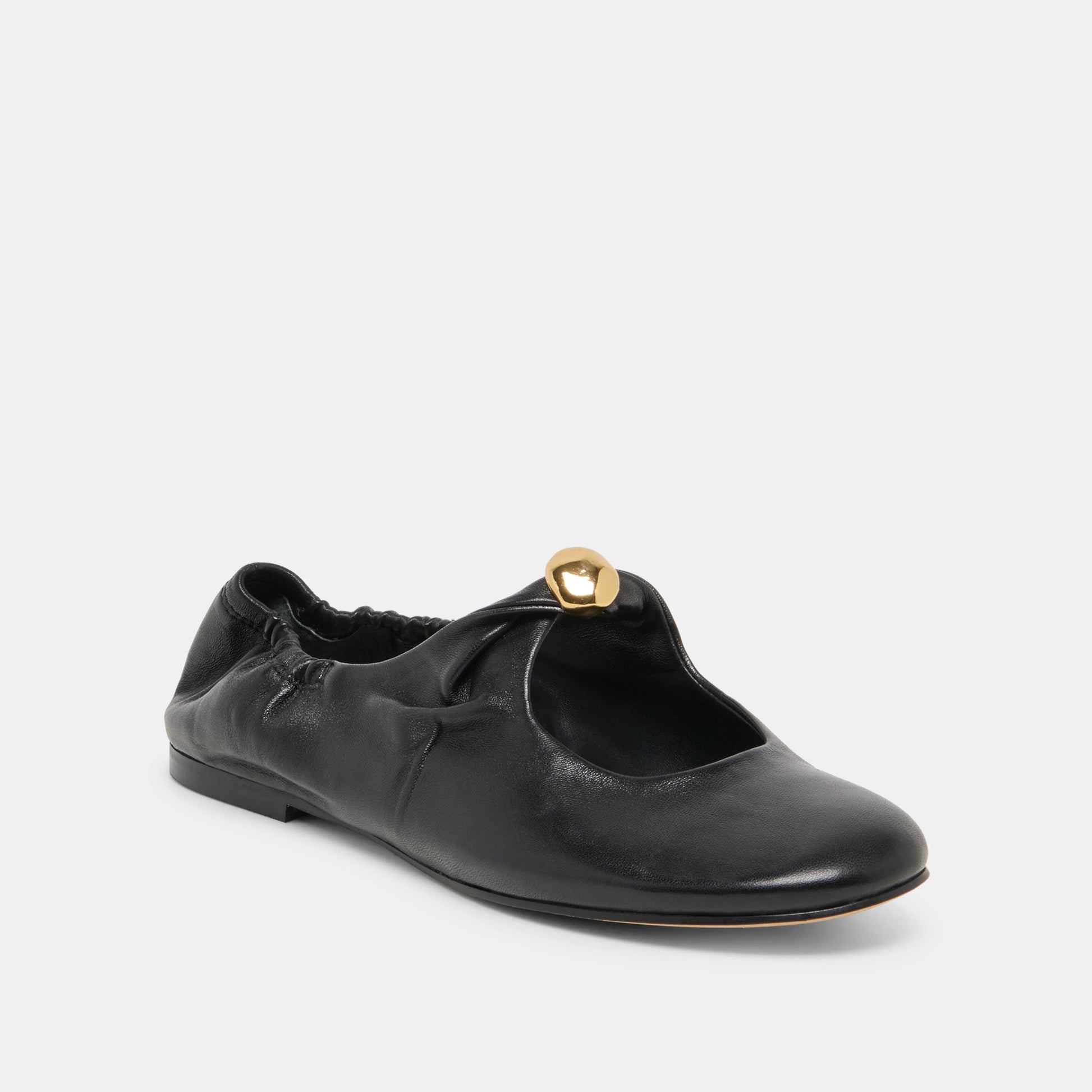 Cornel Black Leather Flats
