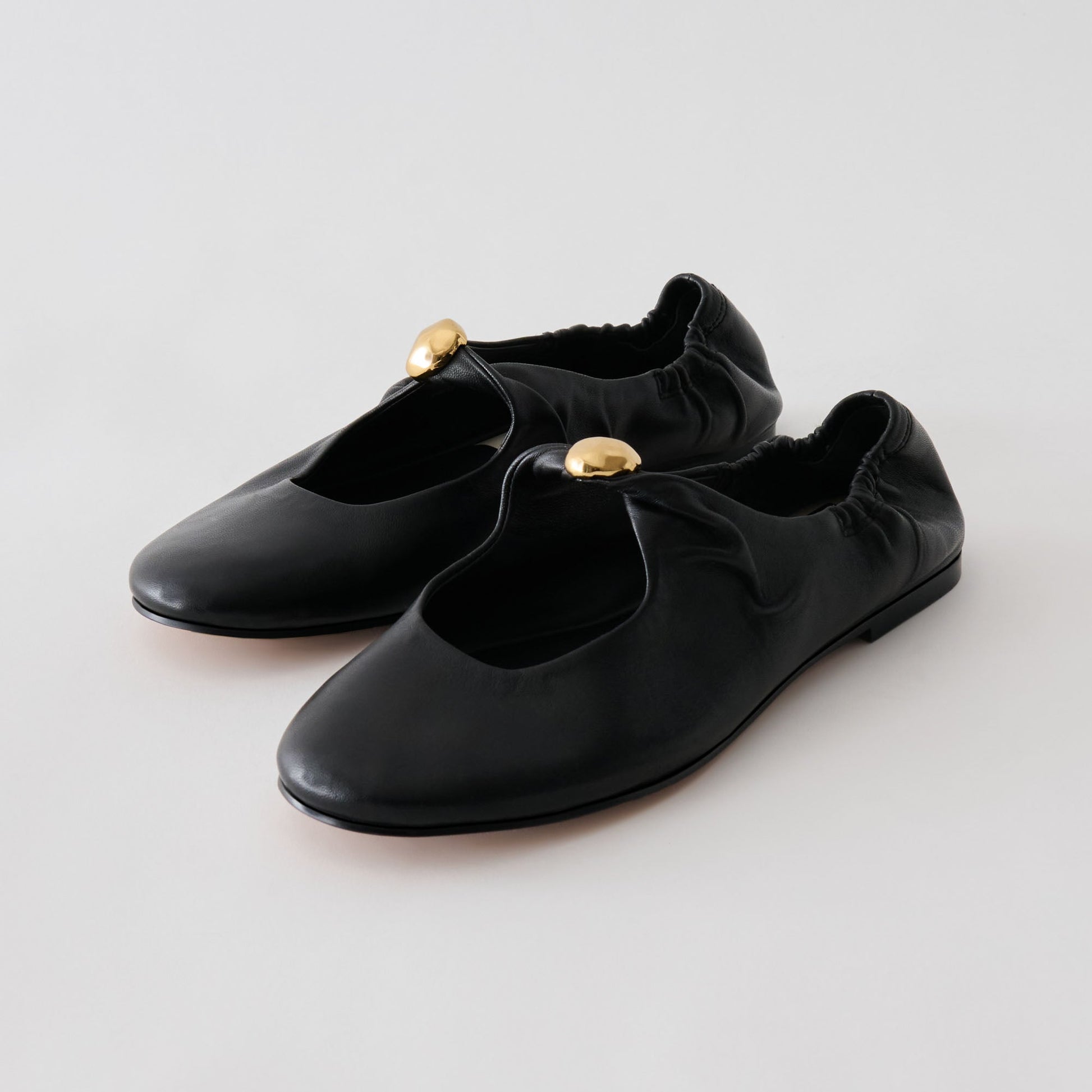 Cornel Black Leather Flats