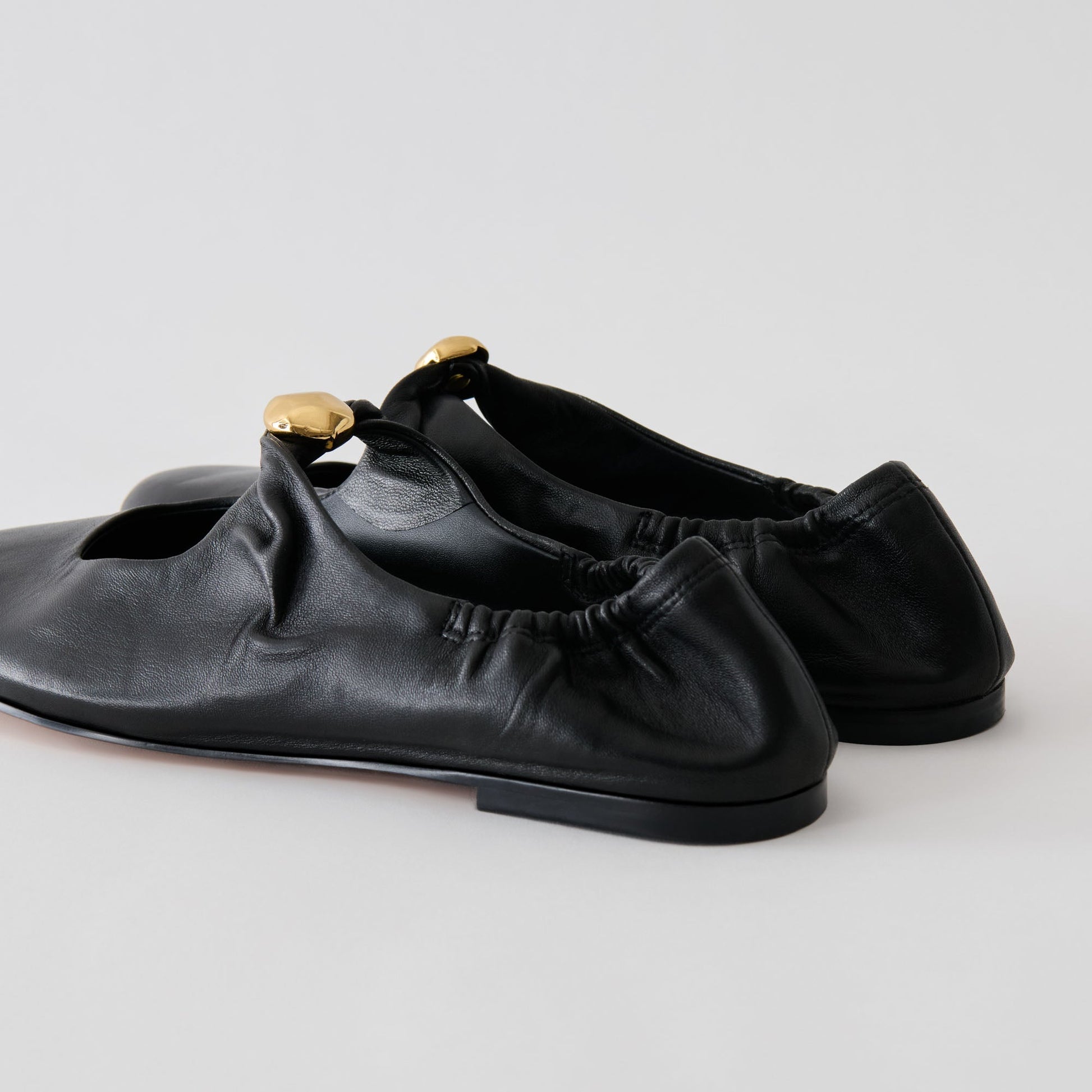 Cornel Black Leather Flats