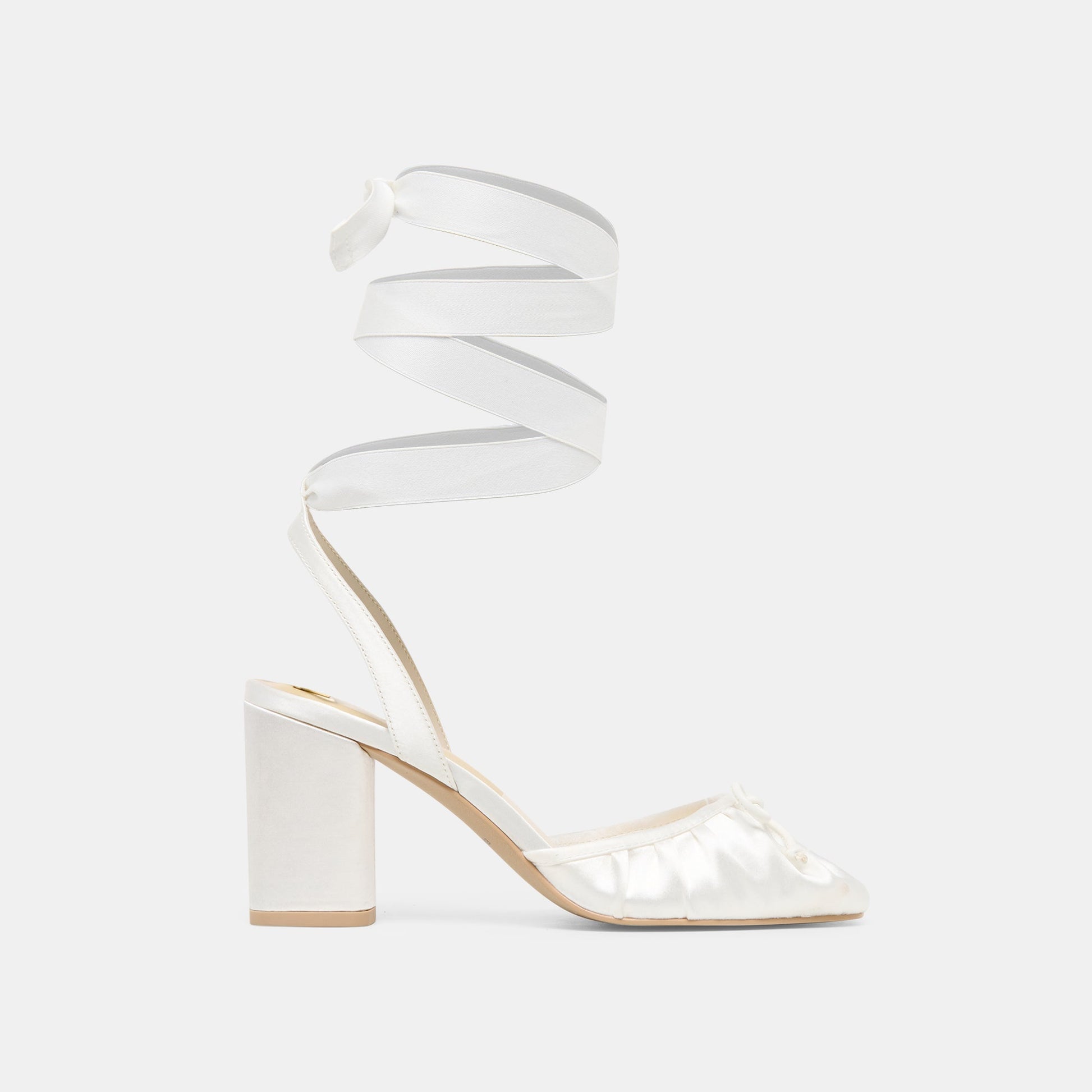 Tisha True White Satin Heels