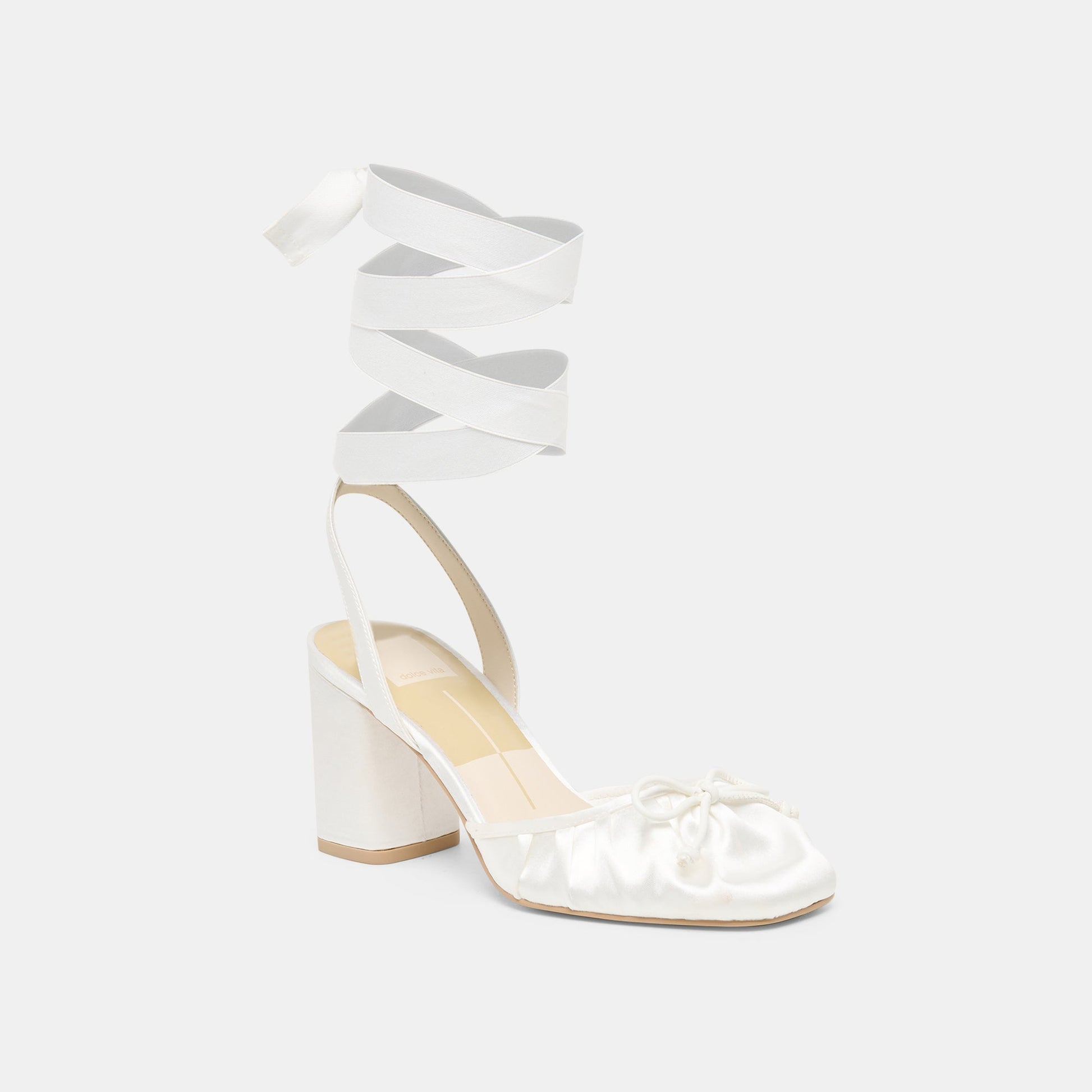 Tisha True White Satin Heels