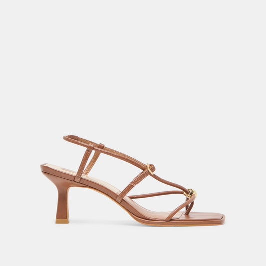 Mylee Cognac Leather Heels