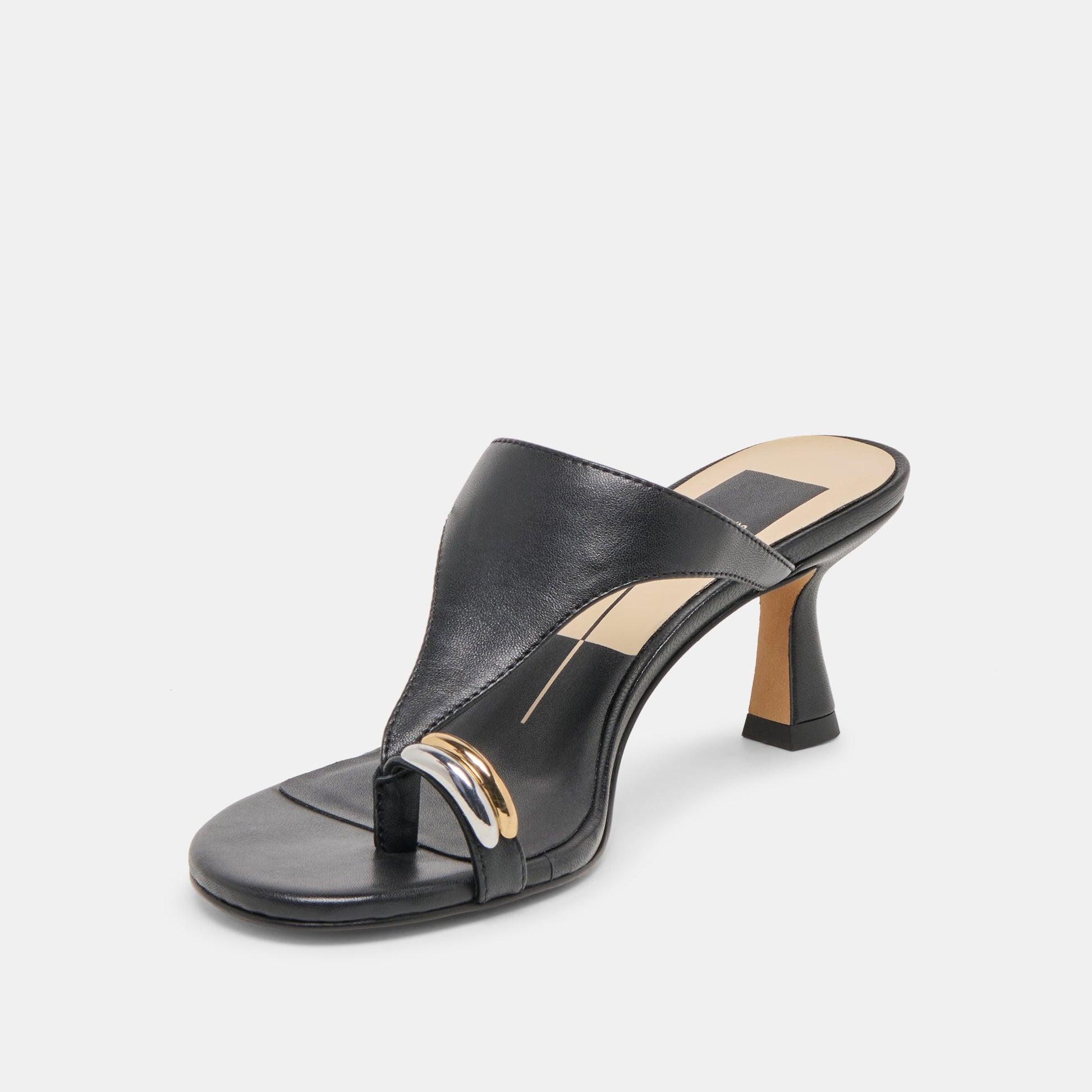 Derrel Black Leather Heels