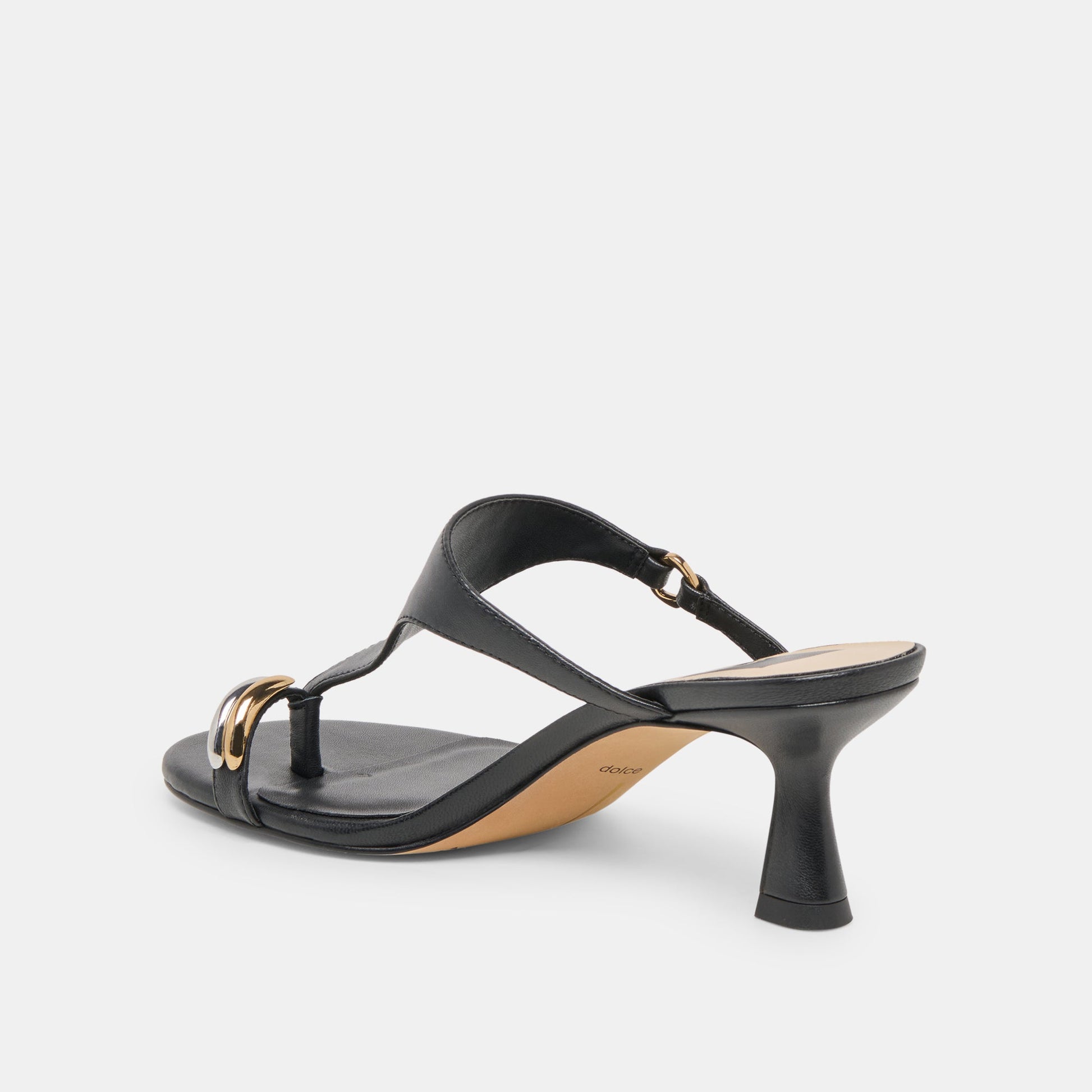 Derrel Black Leather Heels