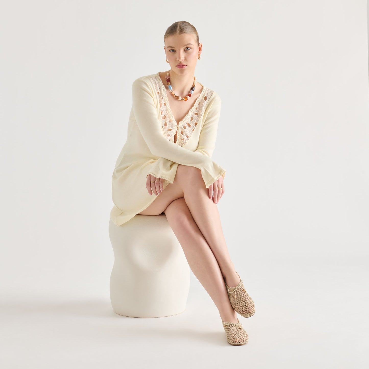 Kaylyn Oatmeal Crochet Flats