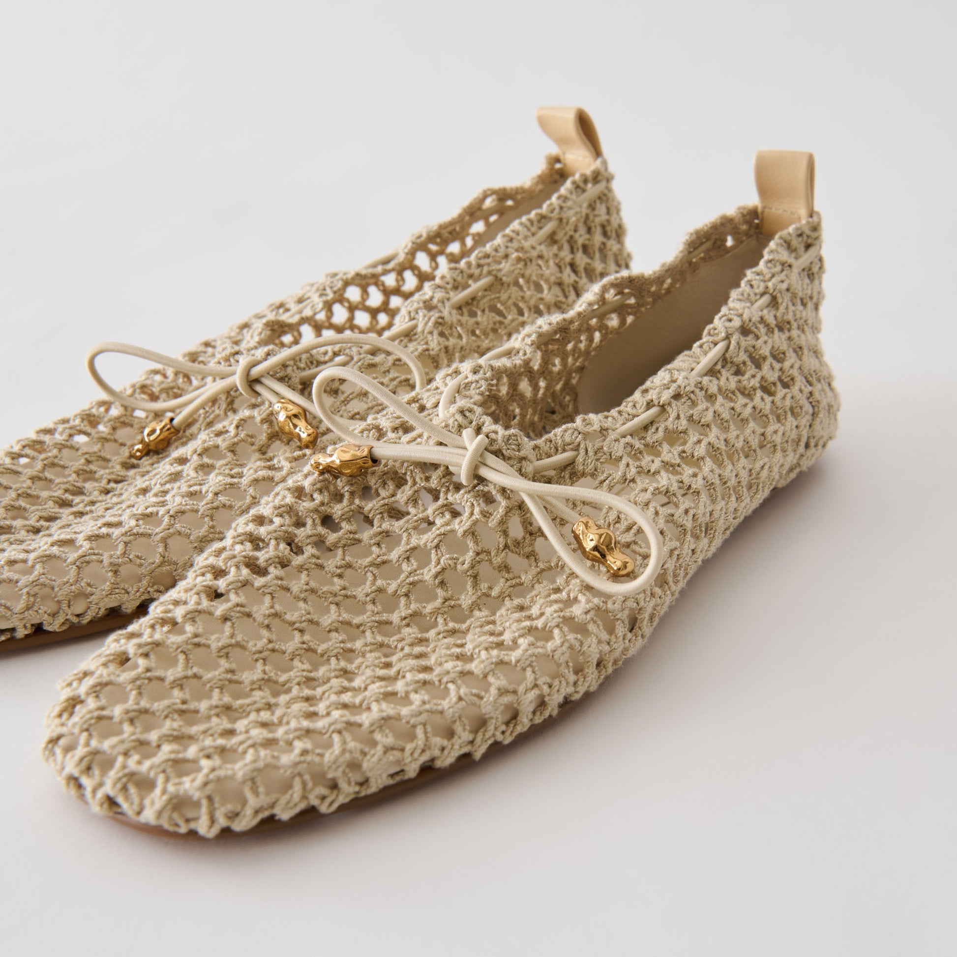 Kaylyn Oatmeal Crochet Flats