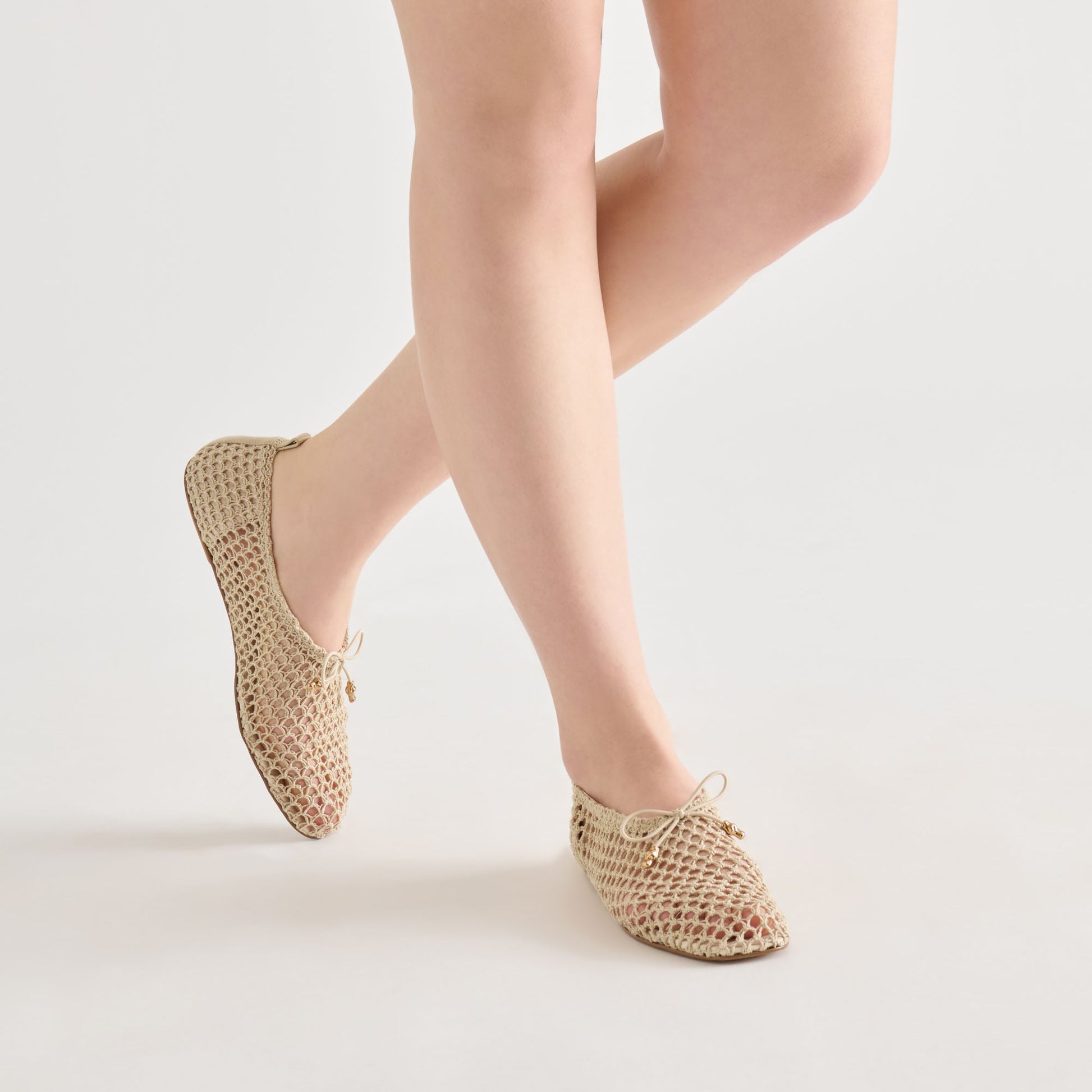 Kaylyn Oatmeal Crochet Flats