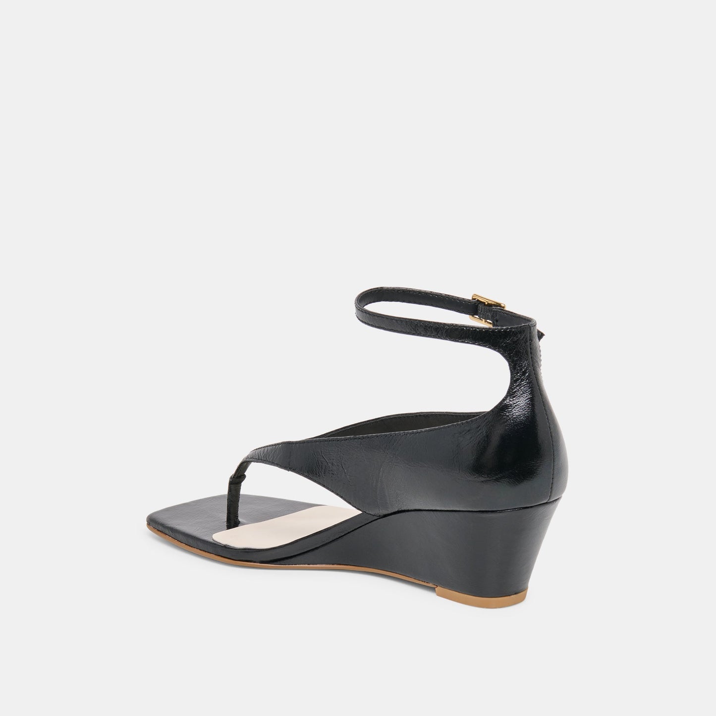 Quinny Black Leather Wedges
