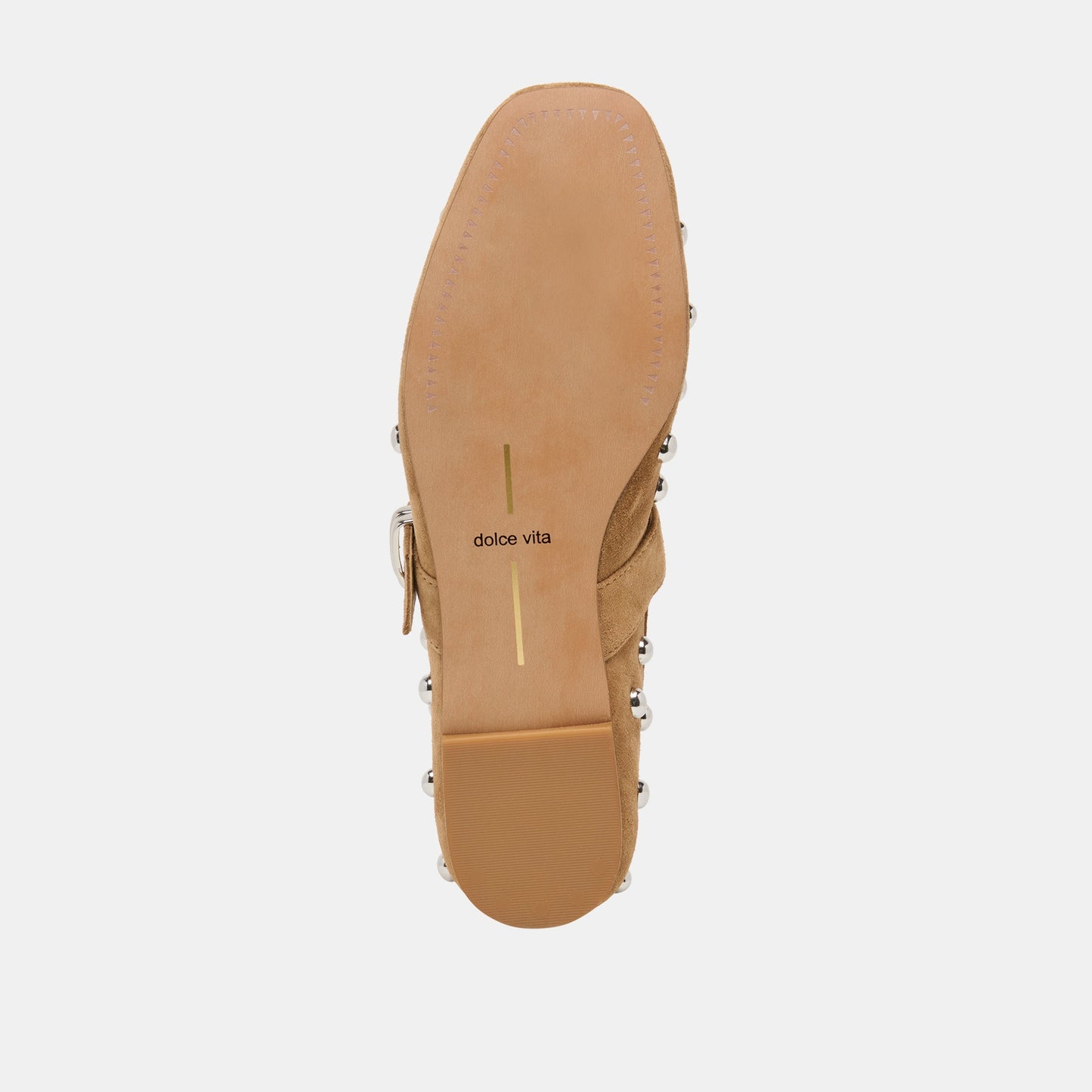 Mikel Stud Lt Brown Suede Ballet Flats