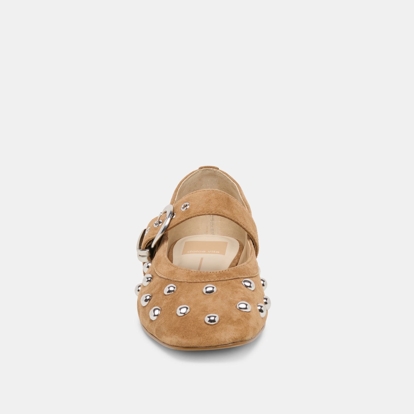 Mikel Stud Lt Brown Suede Ballet Flats