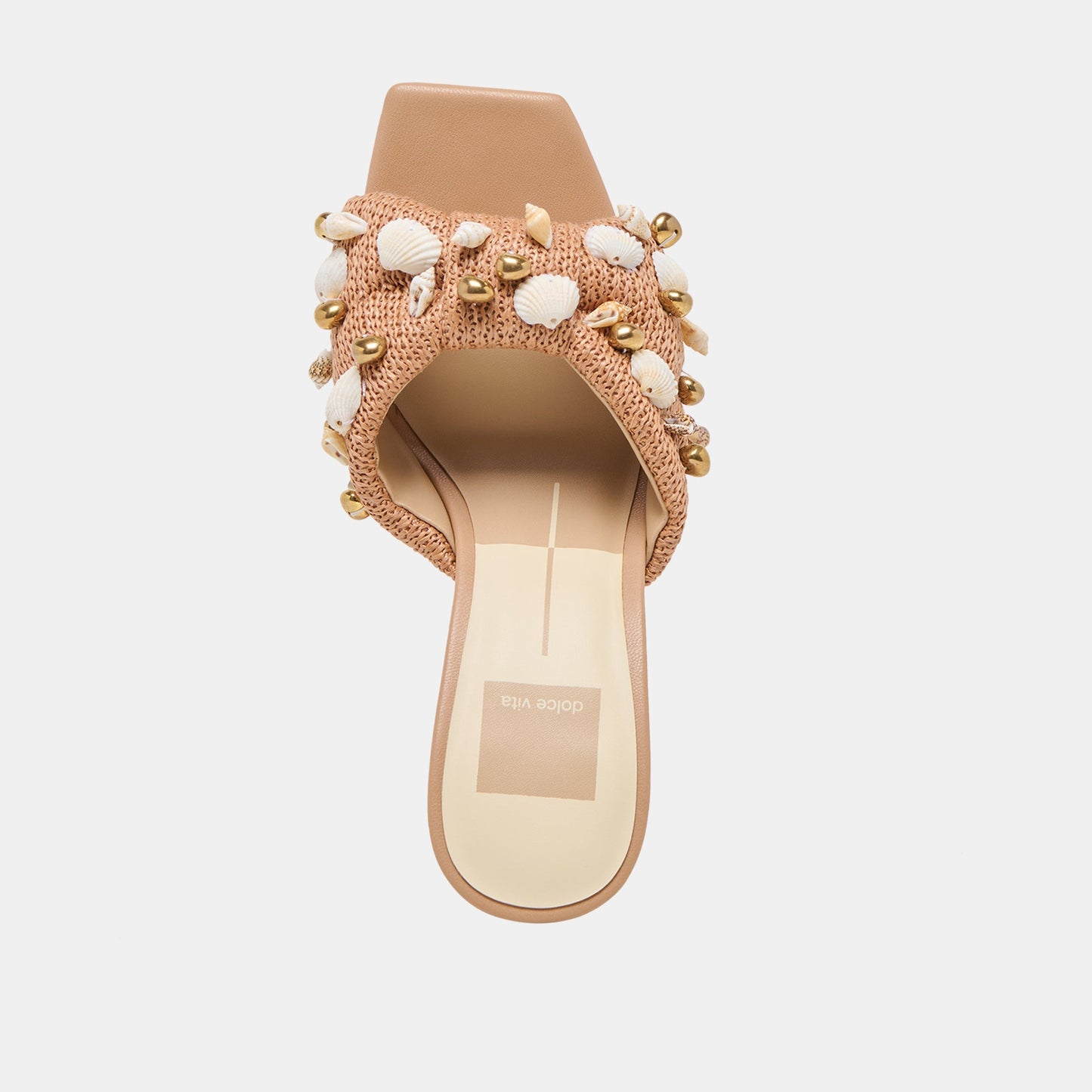 Tylah Toffee Beaded Raffia Heels
