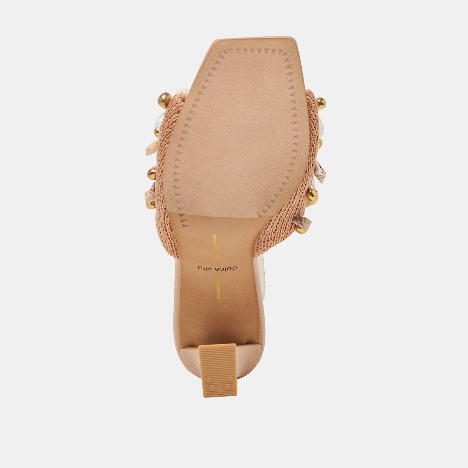 Tylah Toffee Beaded Raffia Heels