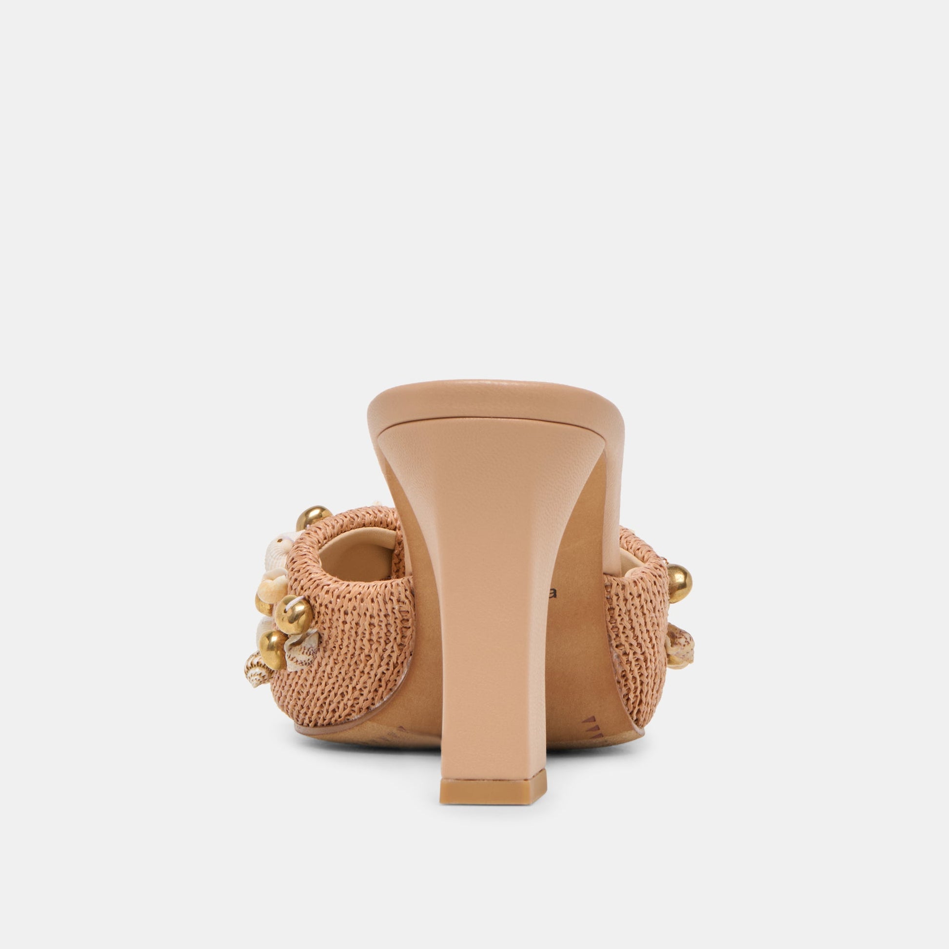 Tylah Toffee Beaded Raffia Heels