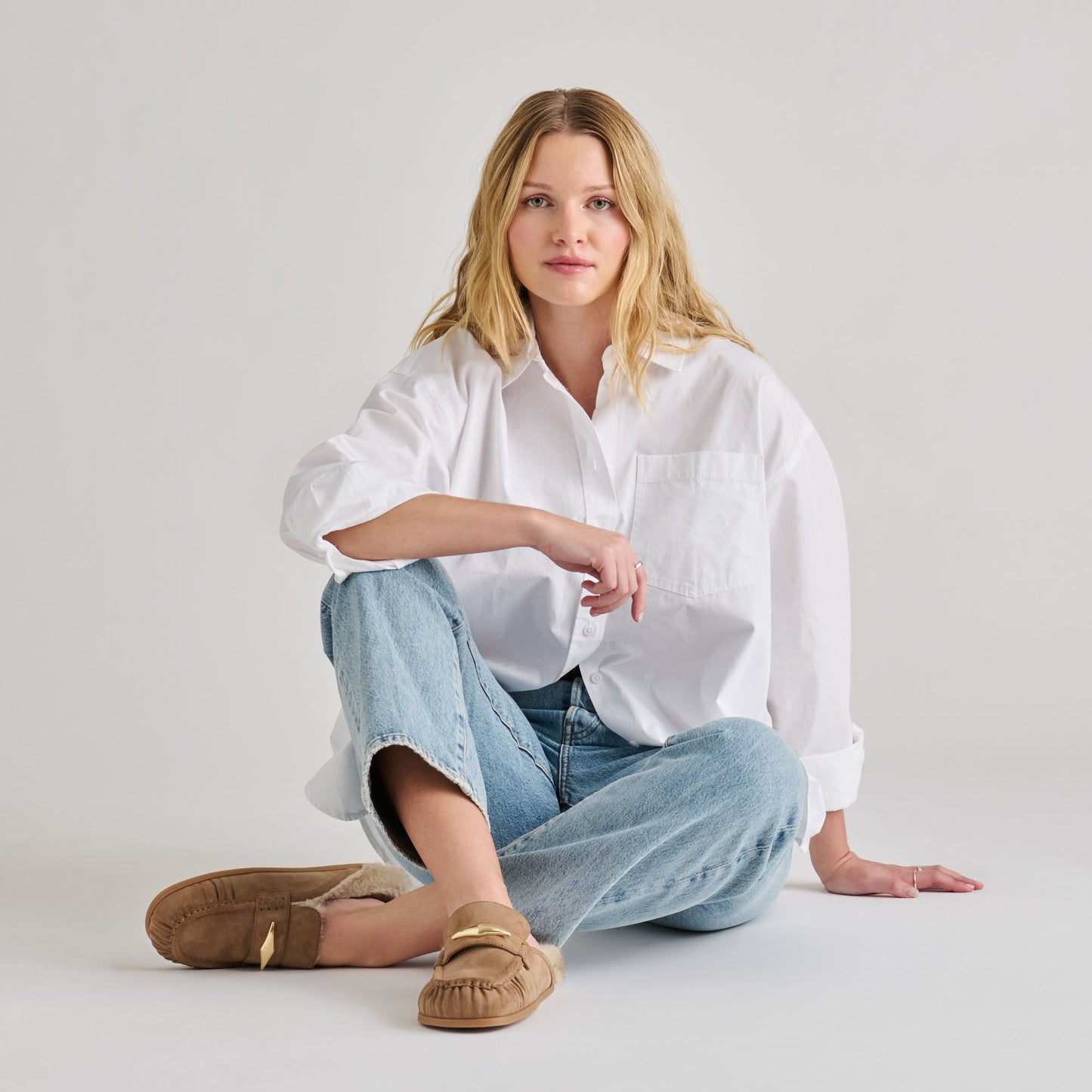 Jodero Plush Mushroom Suede Flats