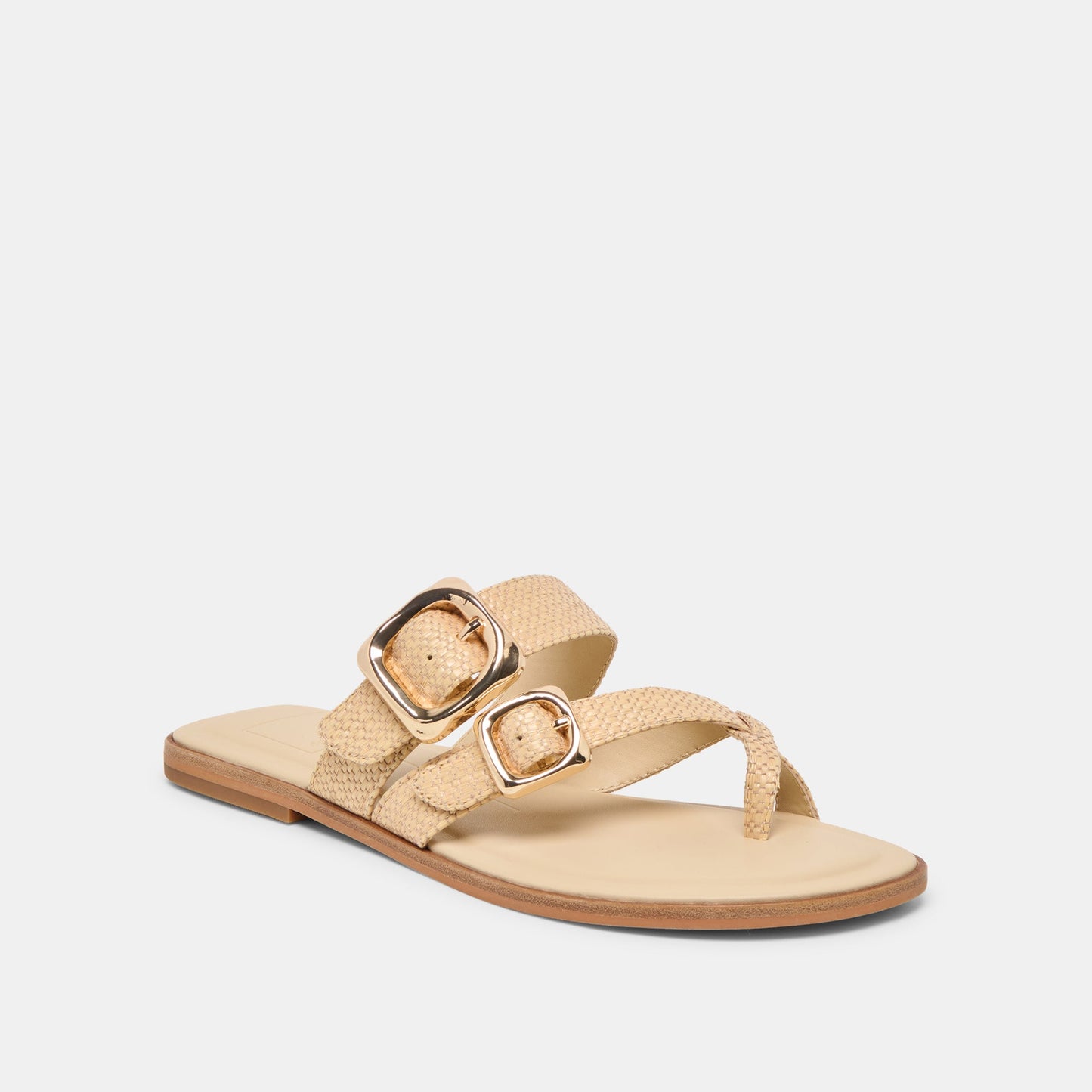 SHORE Sand Raffia Flip-Flop Buckled Sandals