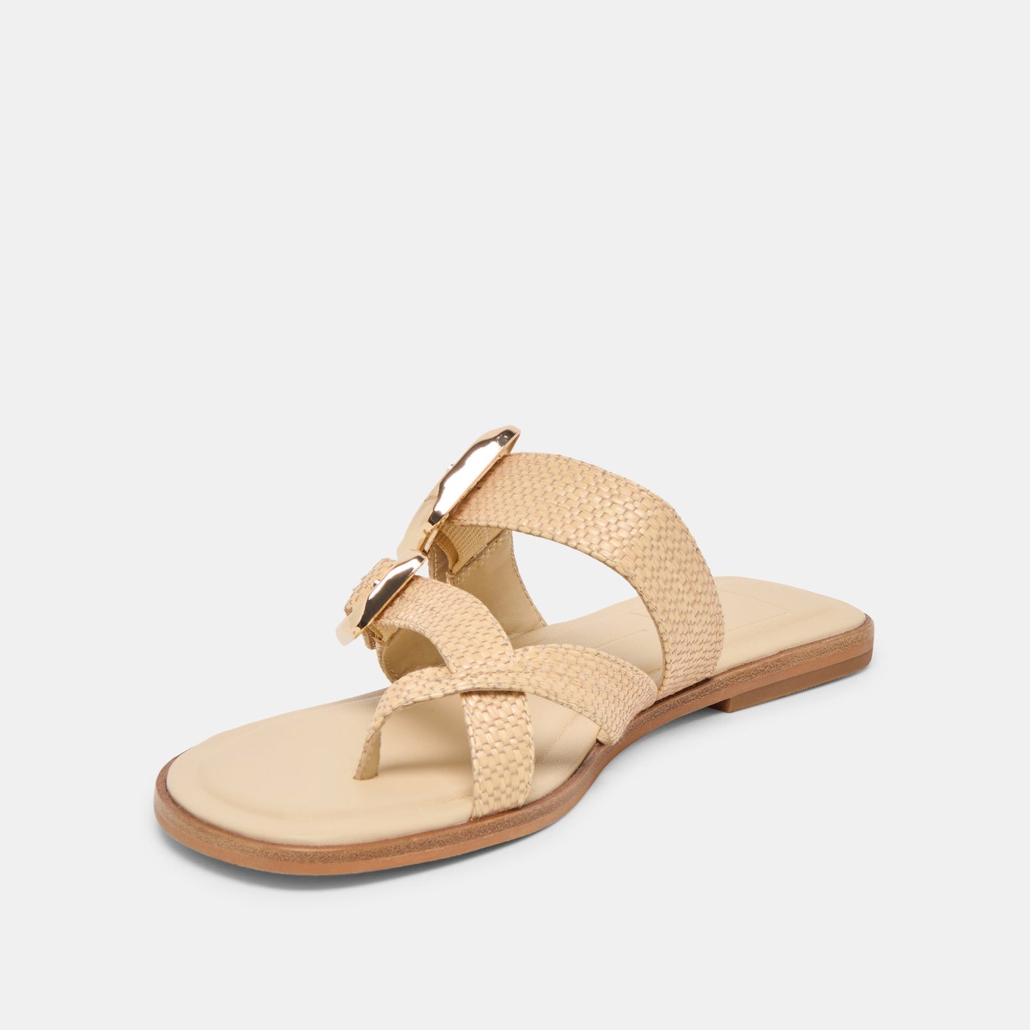 SHORE Sand Raffia Flip-Flop Buckled Sandals