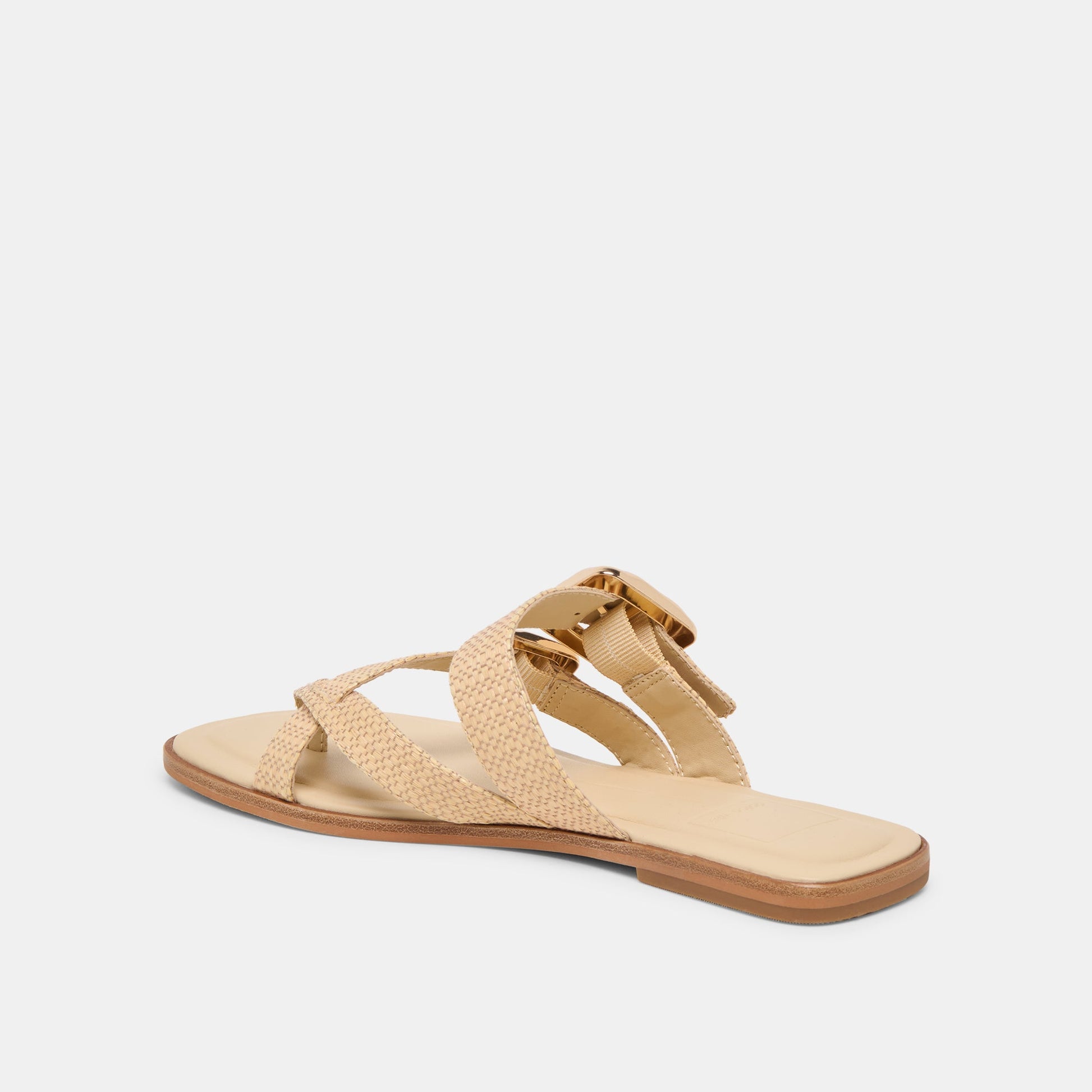 SHORE Sand Raffia Flip-Flop Buckled Sandals
