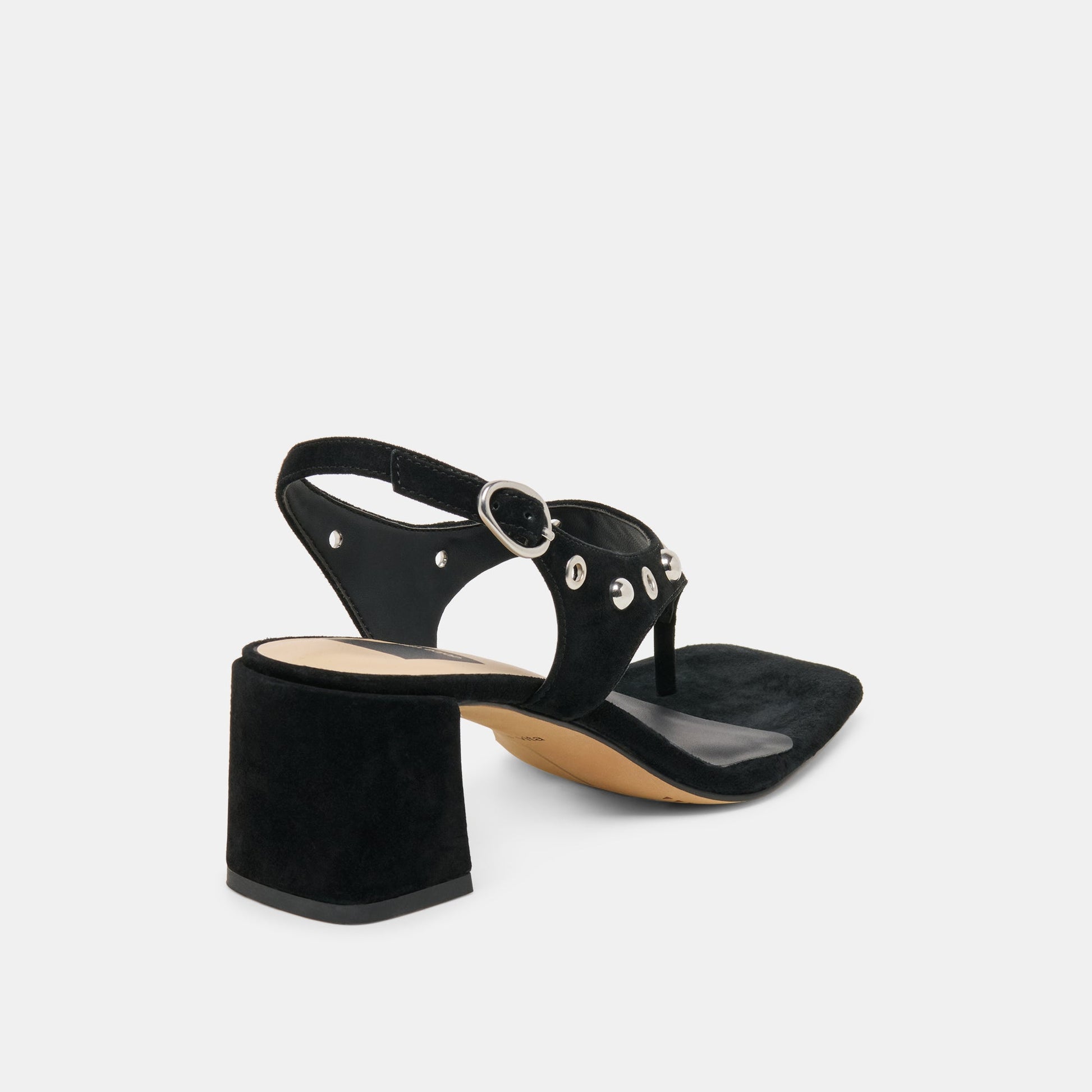 Yves Stud Onyx Suede Heels