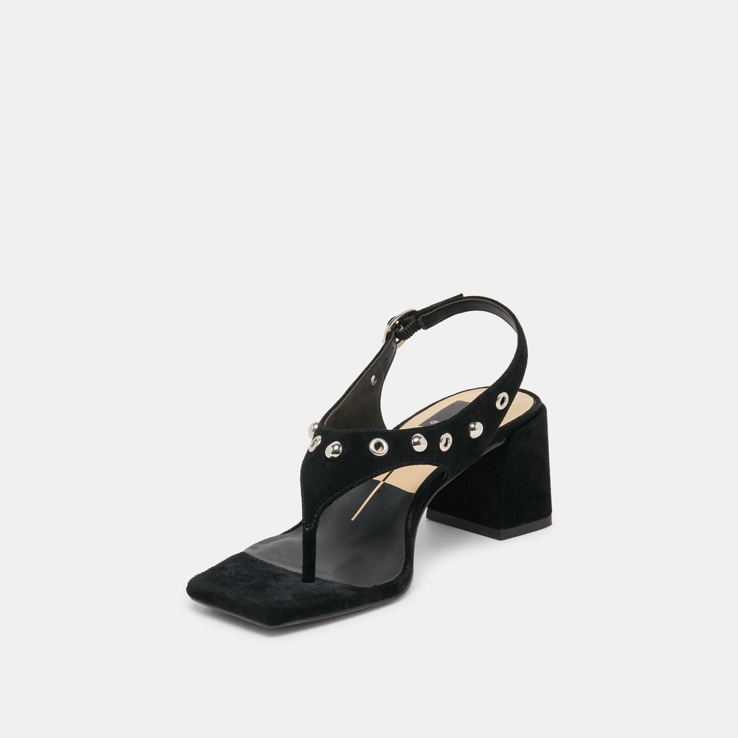 Yves Stud Onyx Suede Heels