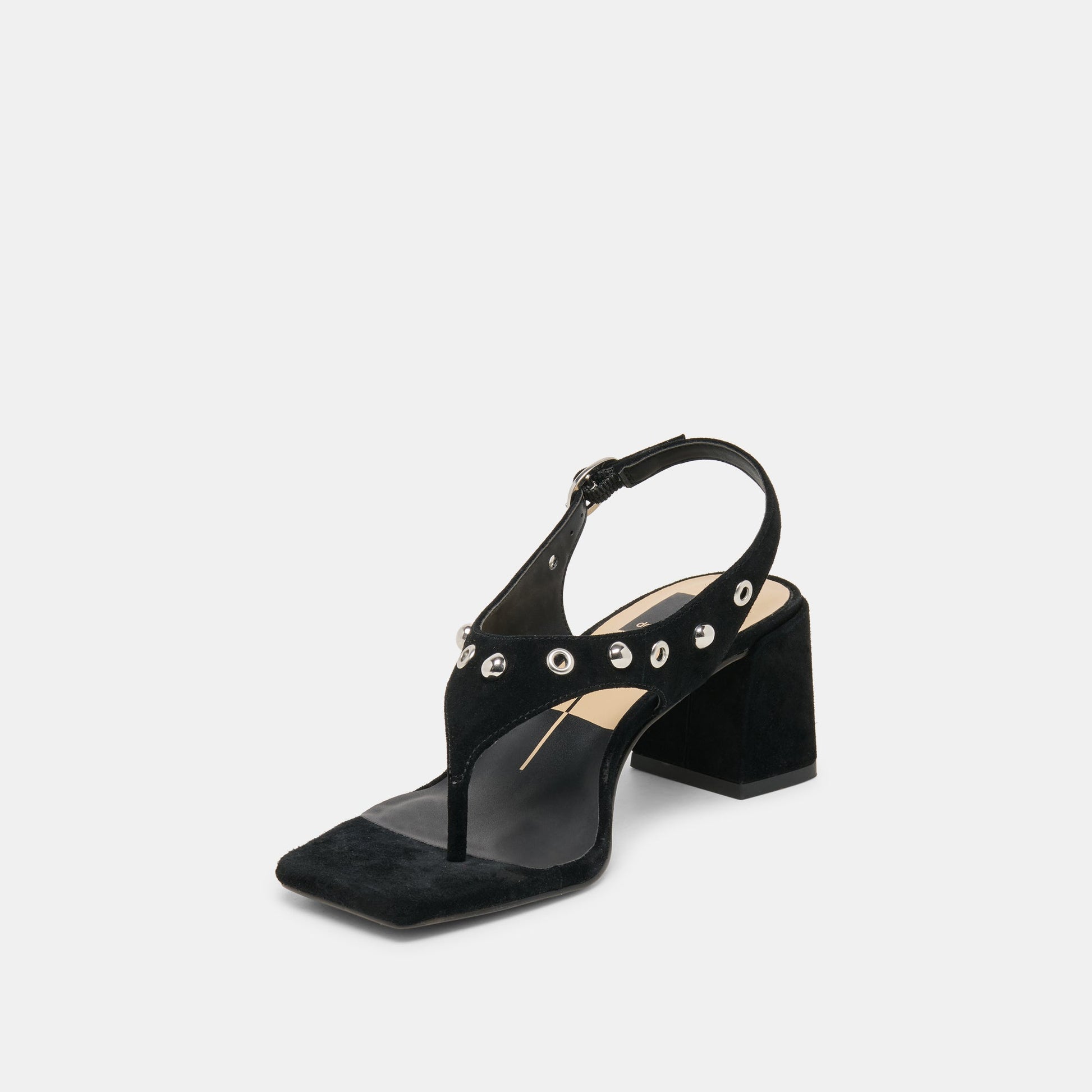 Yves Stud Onyx Suede Heels