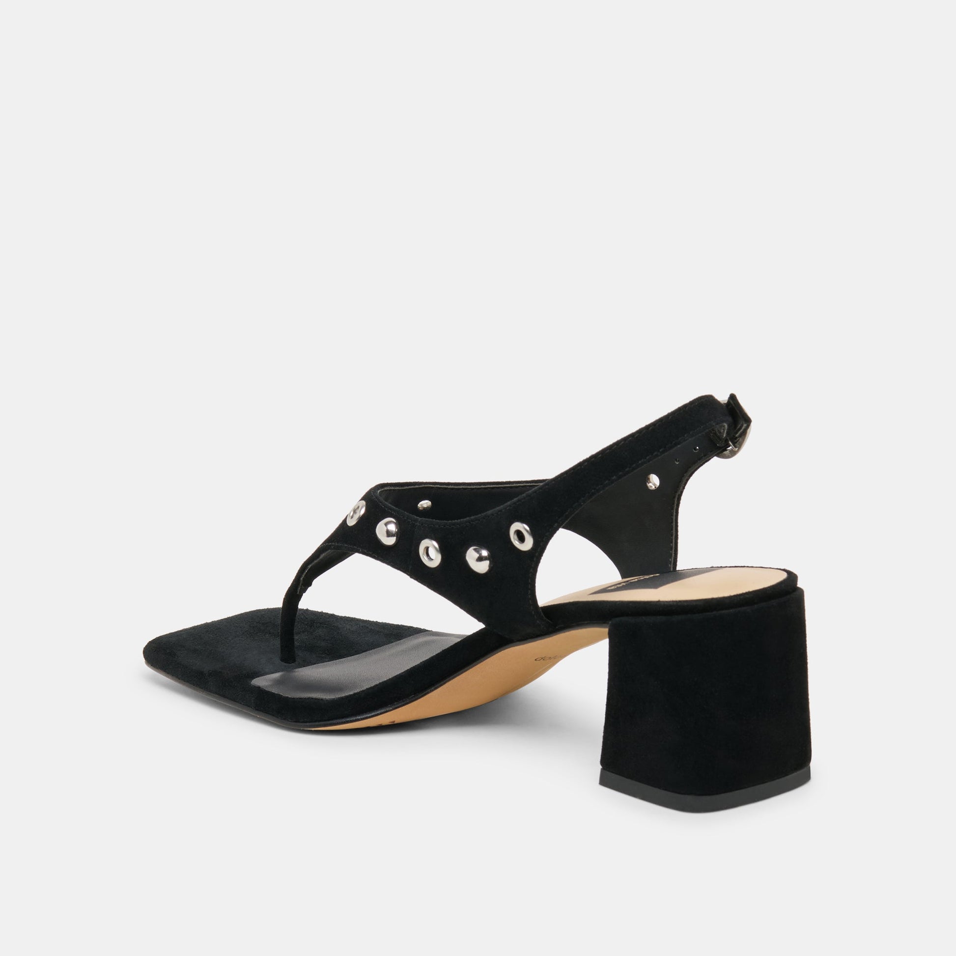 Yves Stud Onyx Suede Heels