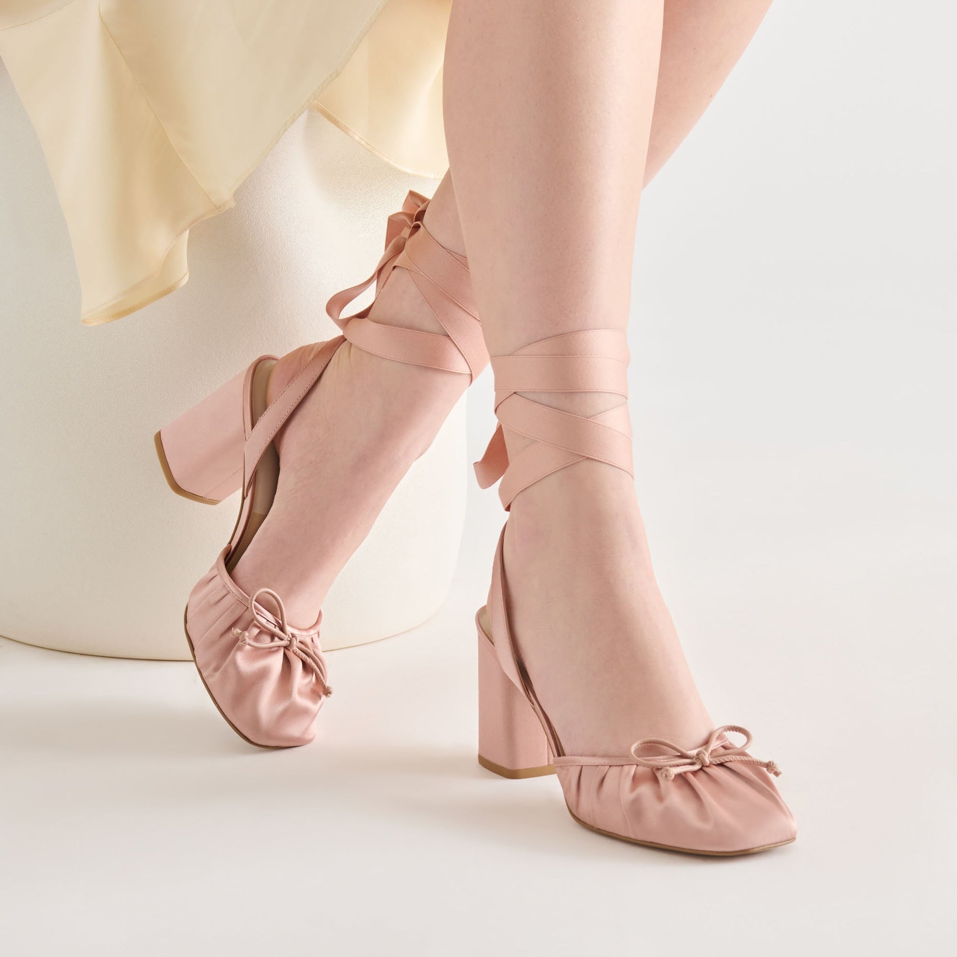 Tisha Lt Blush Satin Heels