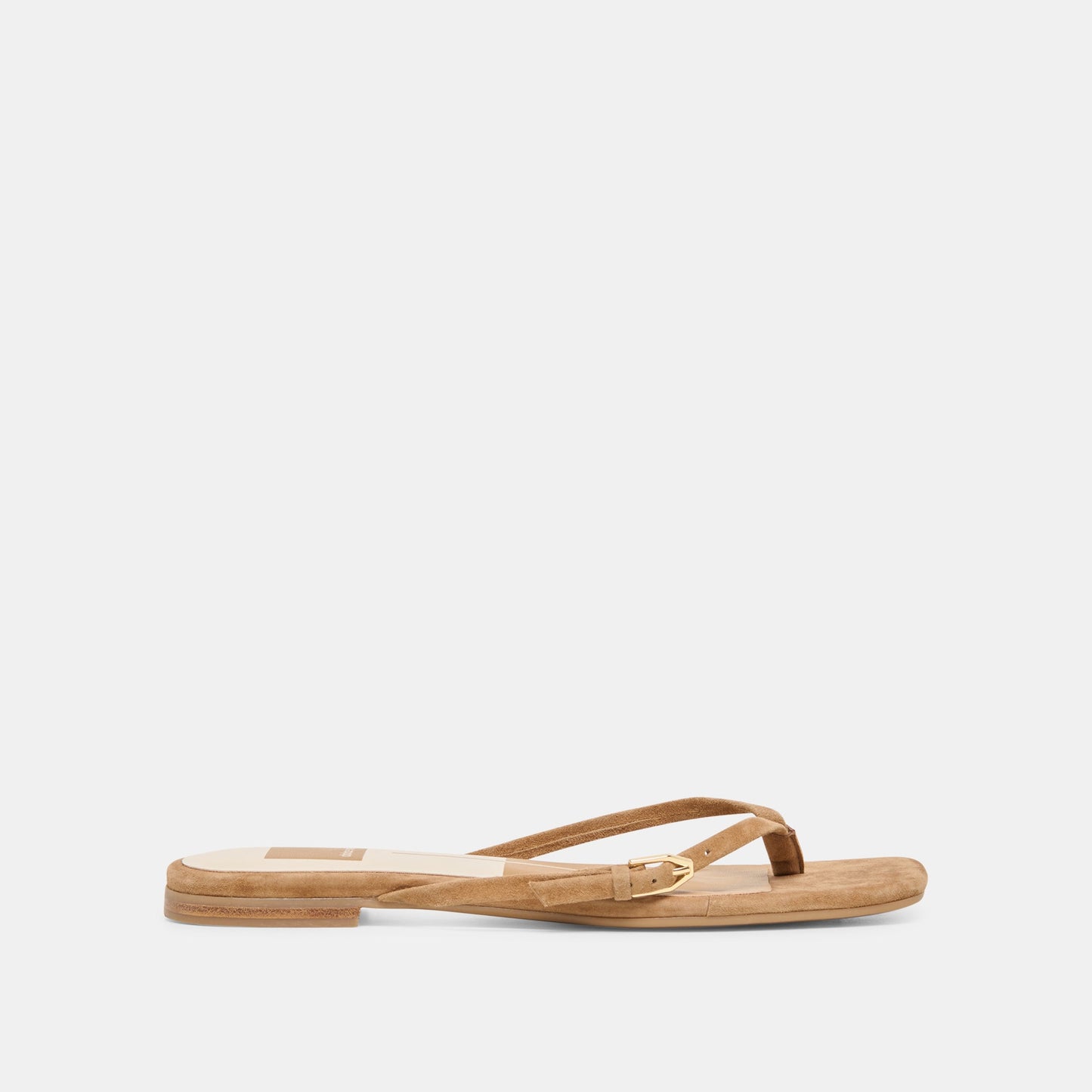 MALTA Lt Brown Suede Buckle Flip-Flop Sandals
