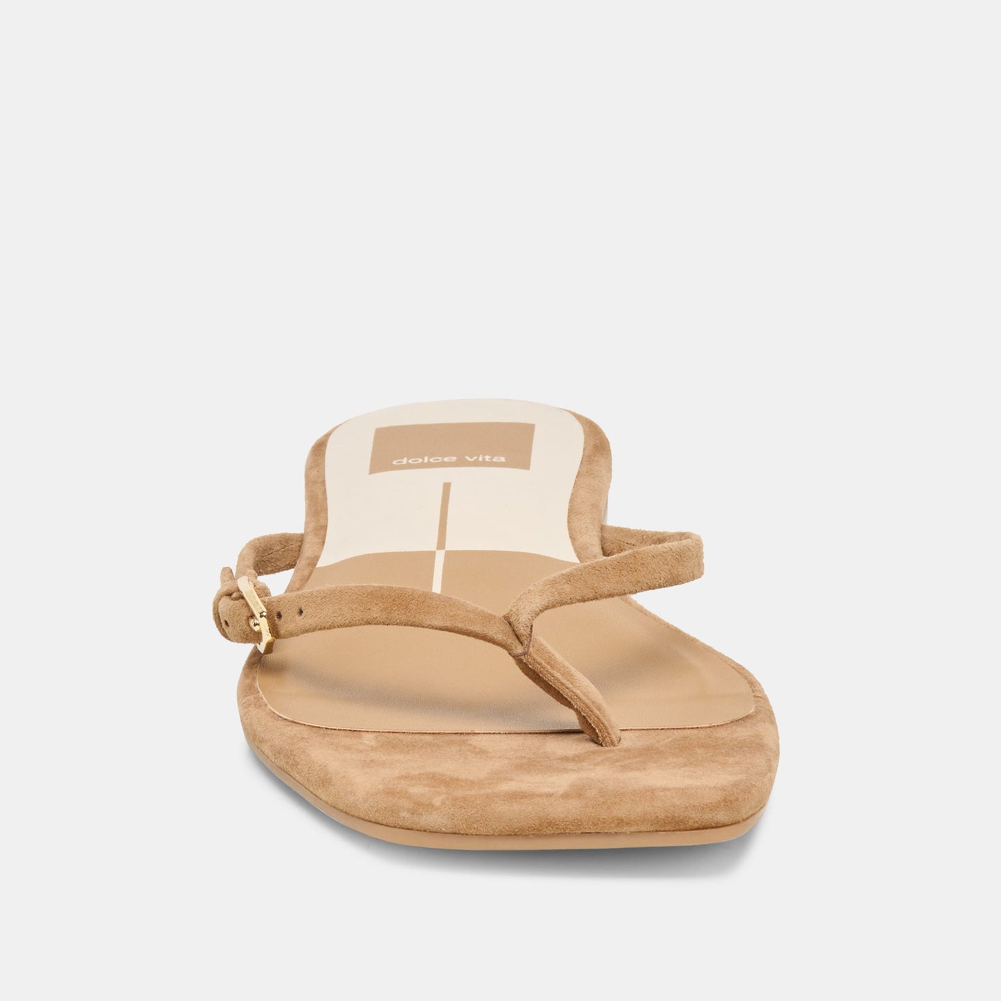 MALTA Lt Brown Suede Buckle Flip-Flop Sandals