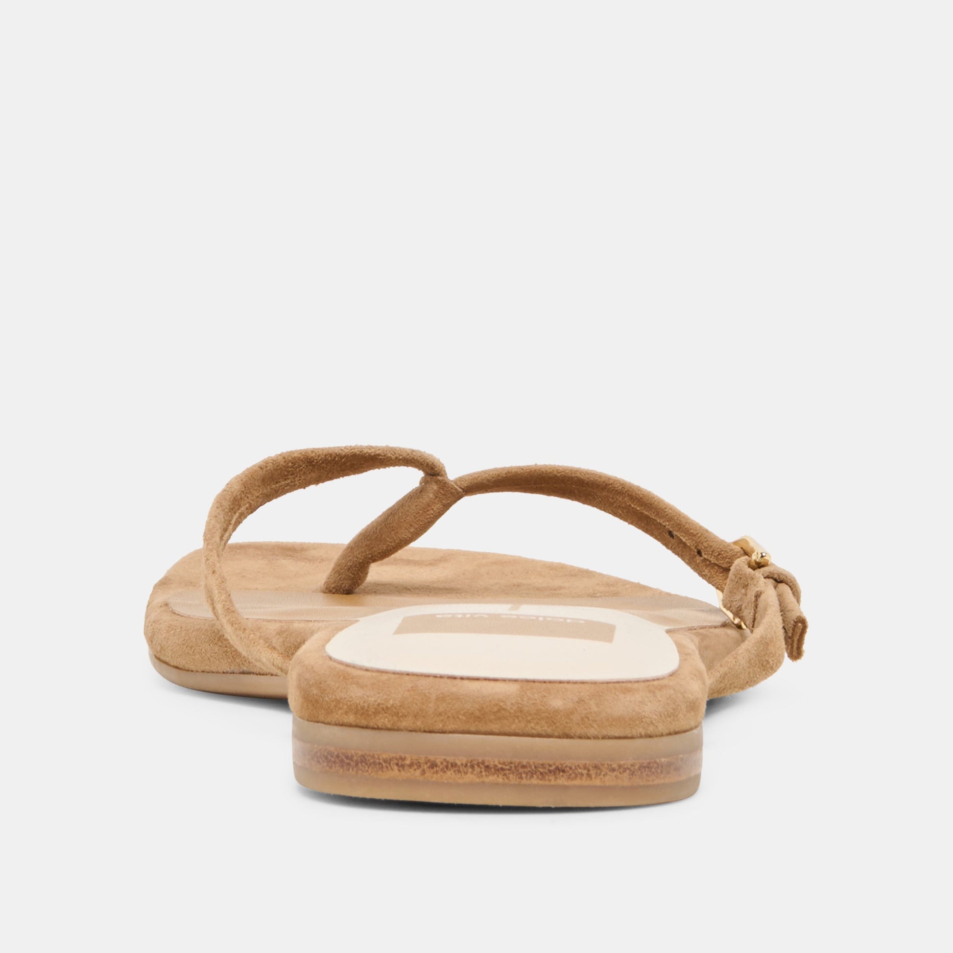 MALTA Lt Brown Suede Buckle Flip-Flop Sandals