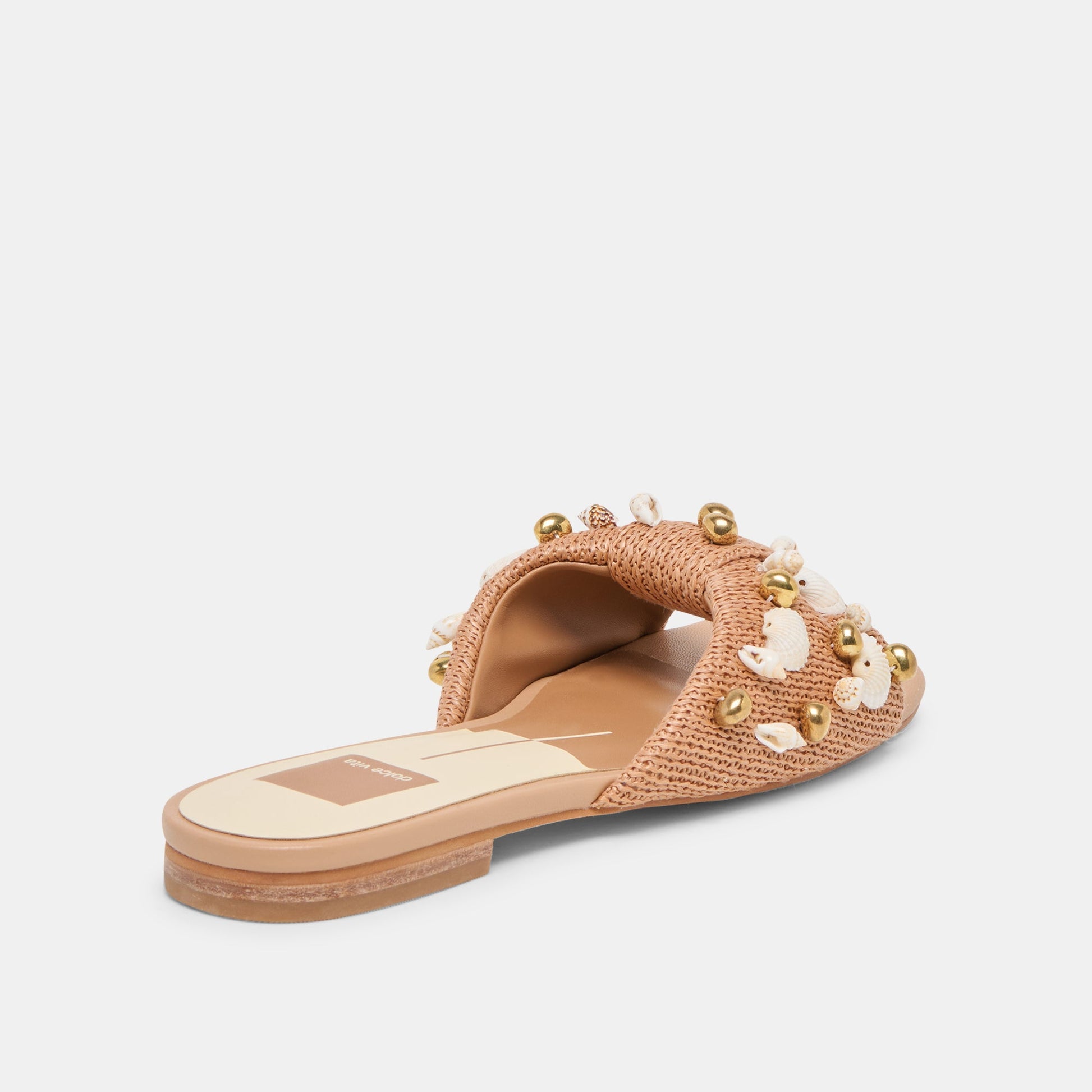 Lizza Toffee Beaded Raffia Sandals