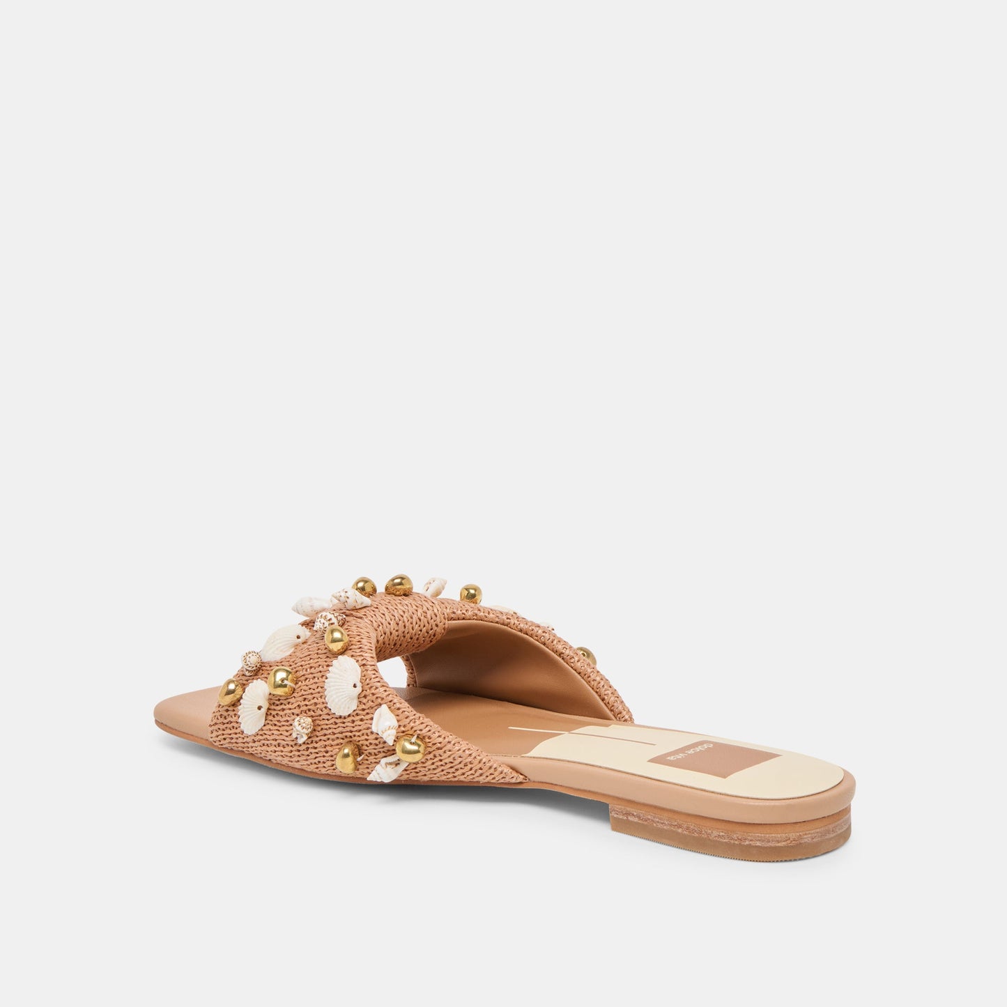 Lizza Toffee Beaded Raffia Sandals