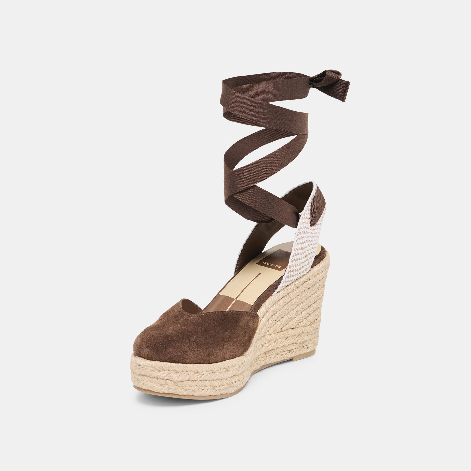Noura Dk Brown Suede Wedges