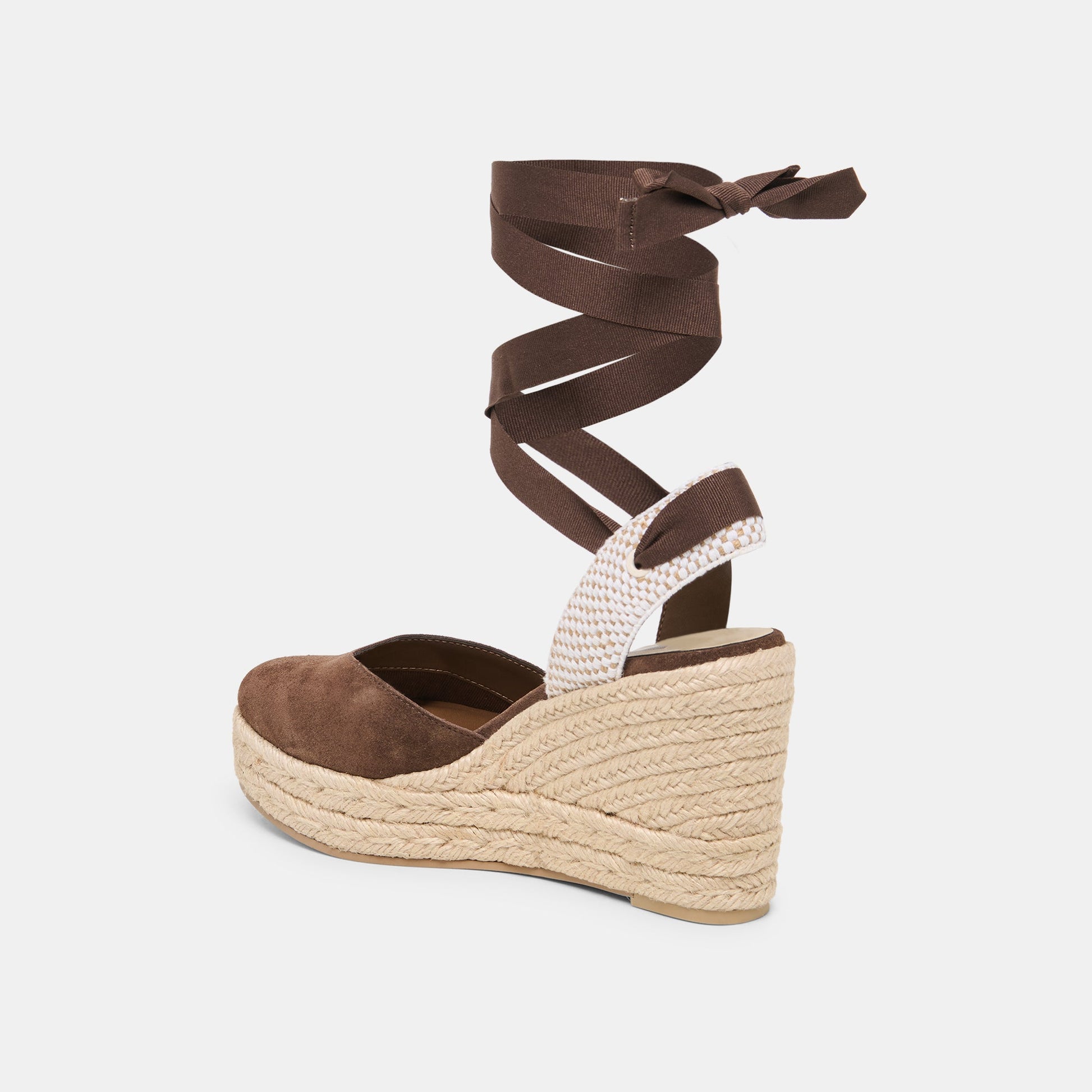 Noura Dk Brown Suede Wedges