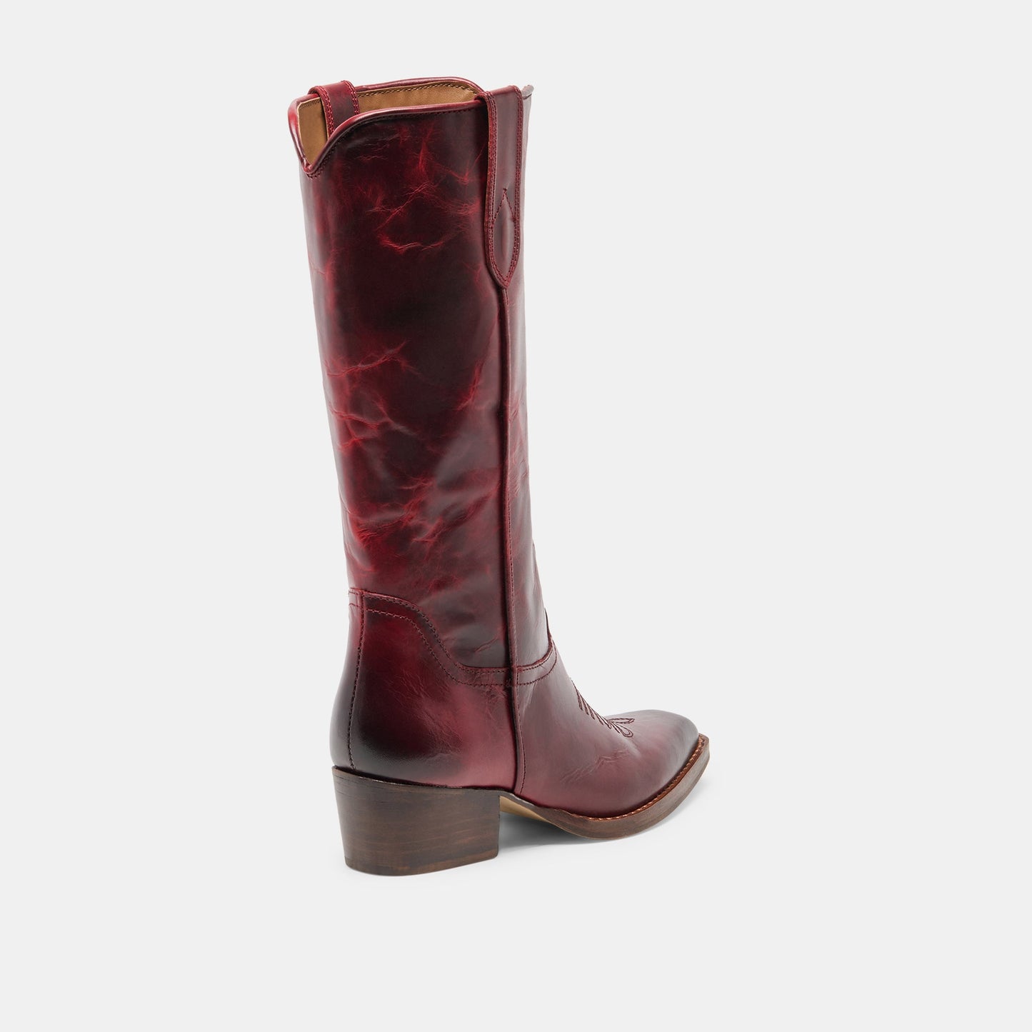 VIGLA Garnet Leather Pointed-Toe Western Boots