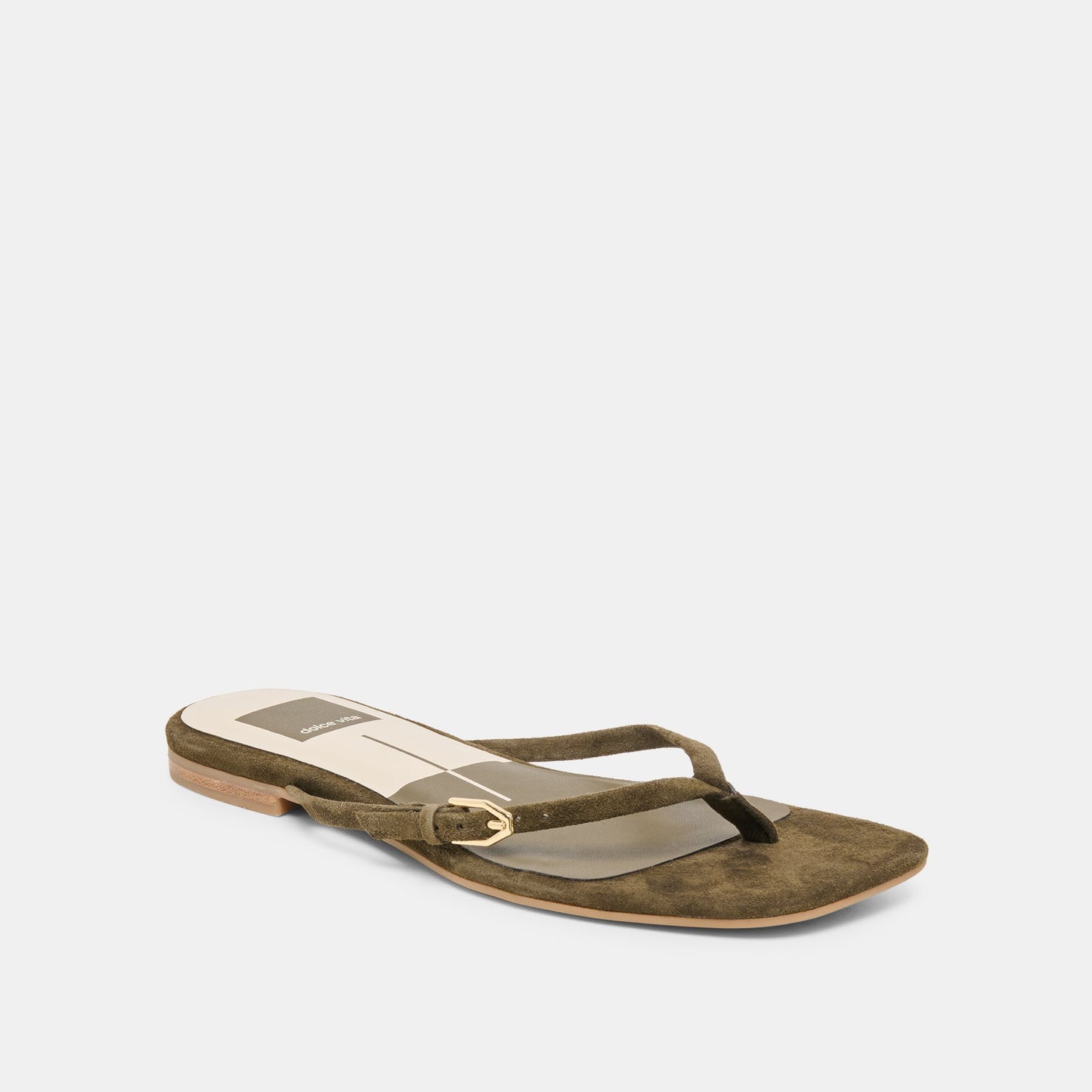 MALTA Dk Olive Suede Buckle Flip-Flop Sandals