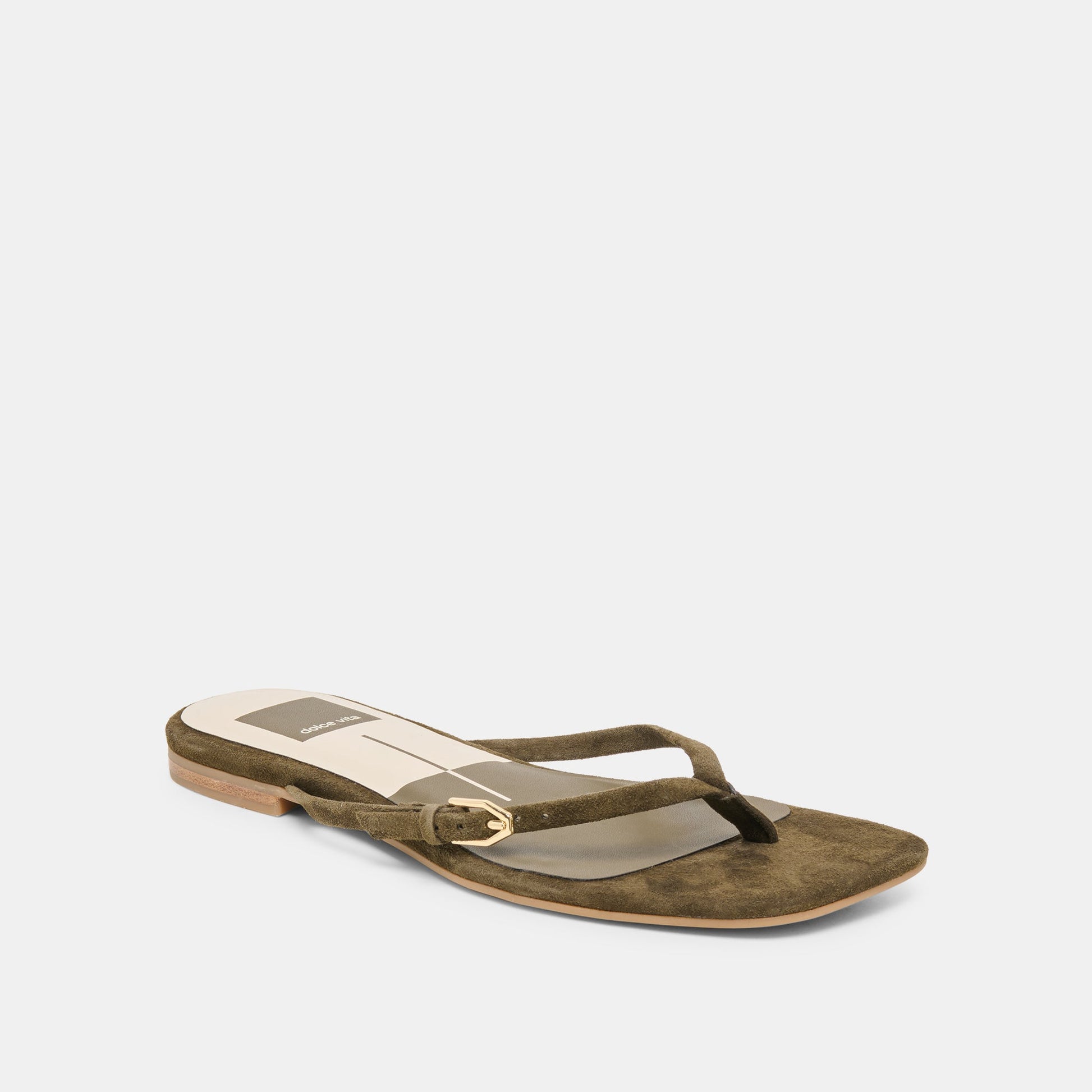 MALTA Dk Olive Suede Buckle Flip-Flop Sandals