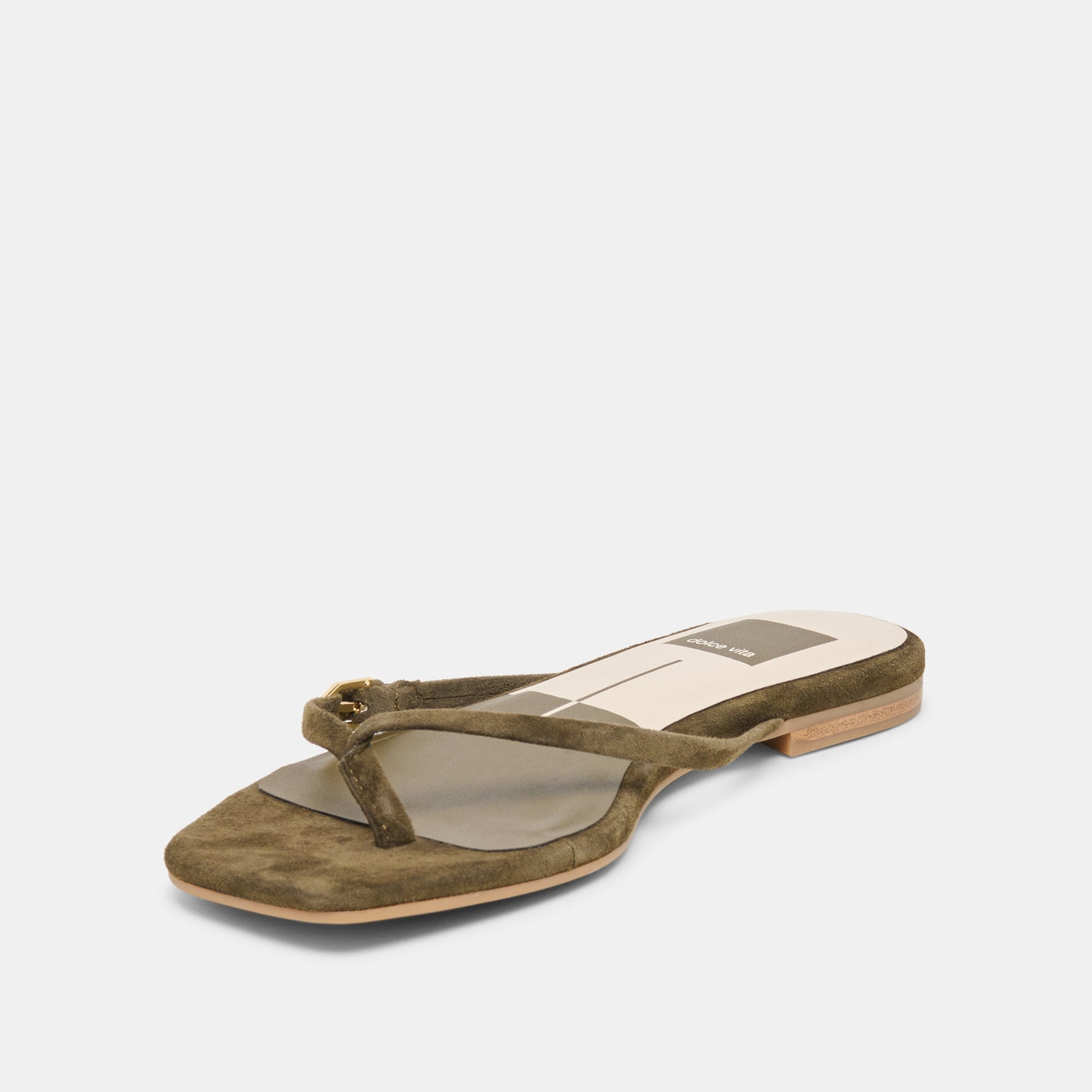 MALTA Dk Olive Suede Buckle Flip-Flop Sandals