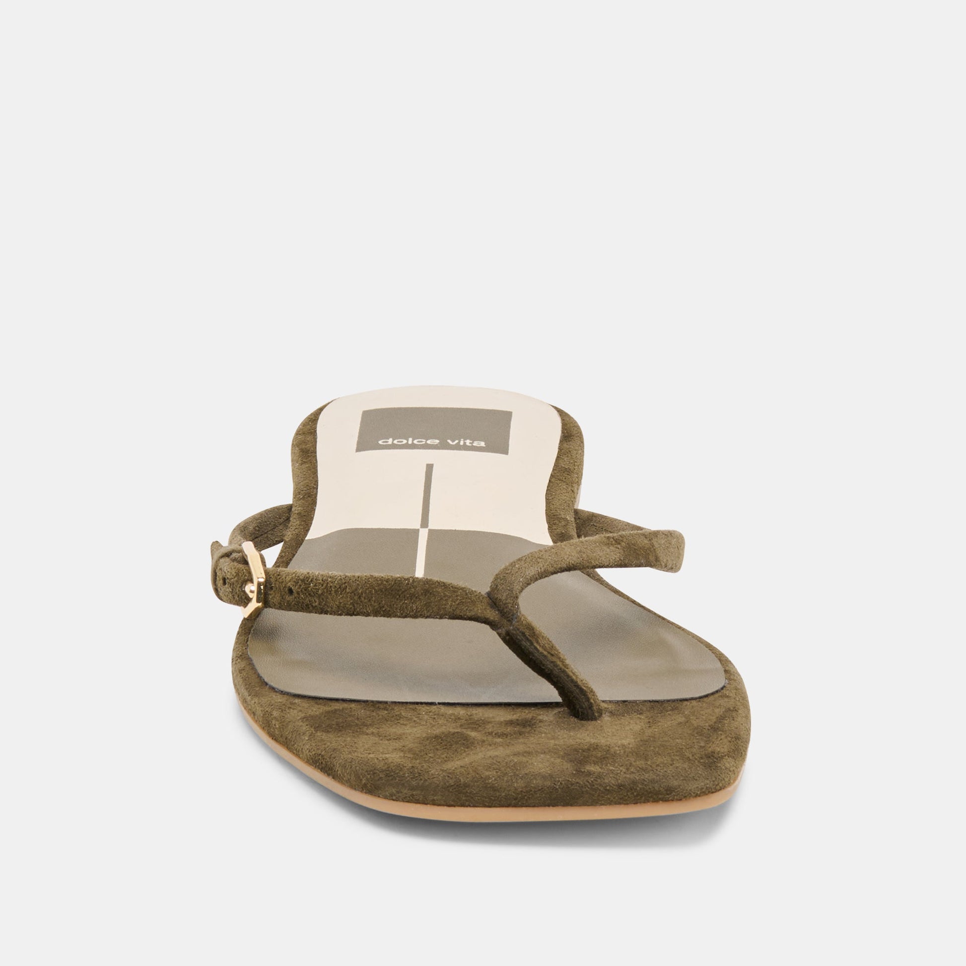MALTA Dk Olive Suede Buckle Flip-Flop Sandals