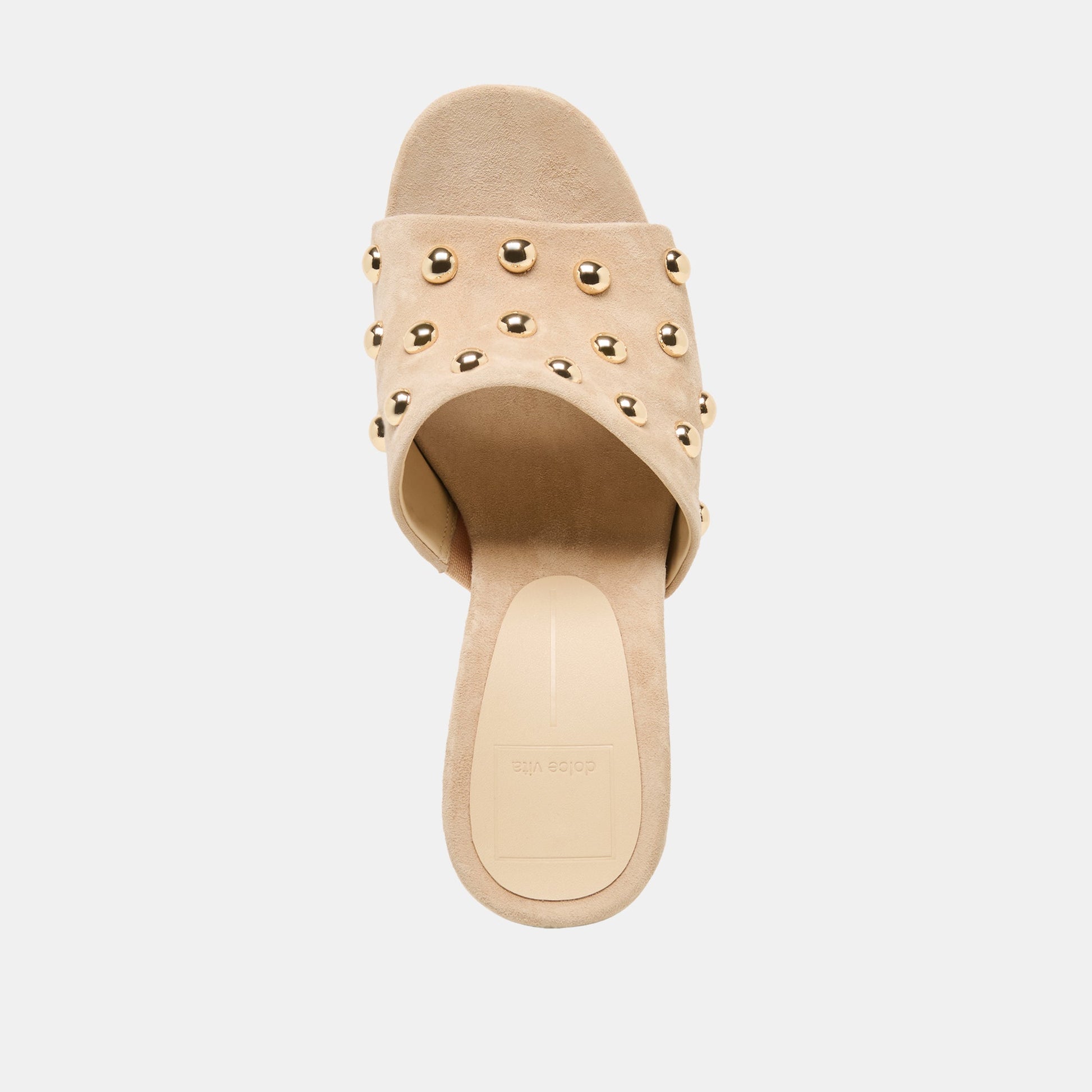Holta Stud Camel Suede Wedges