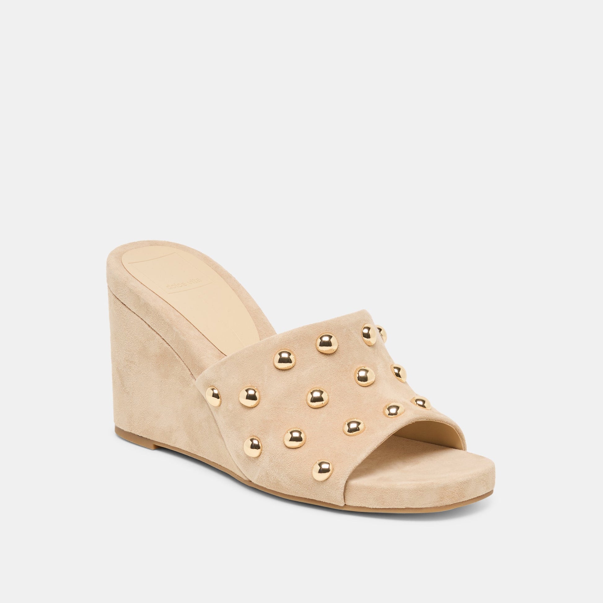 Holta Stud Camel Suede Wedges