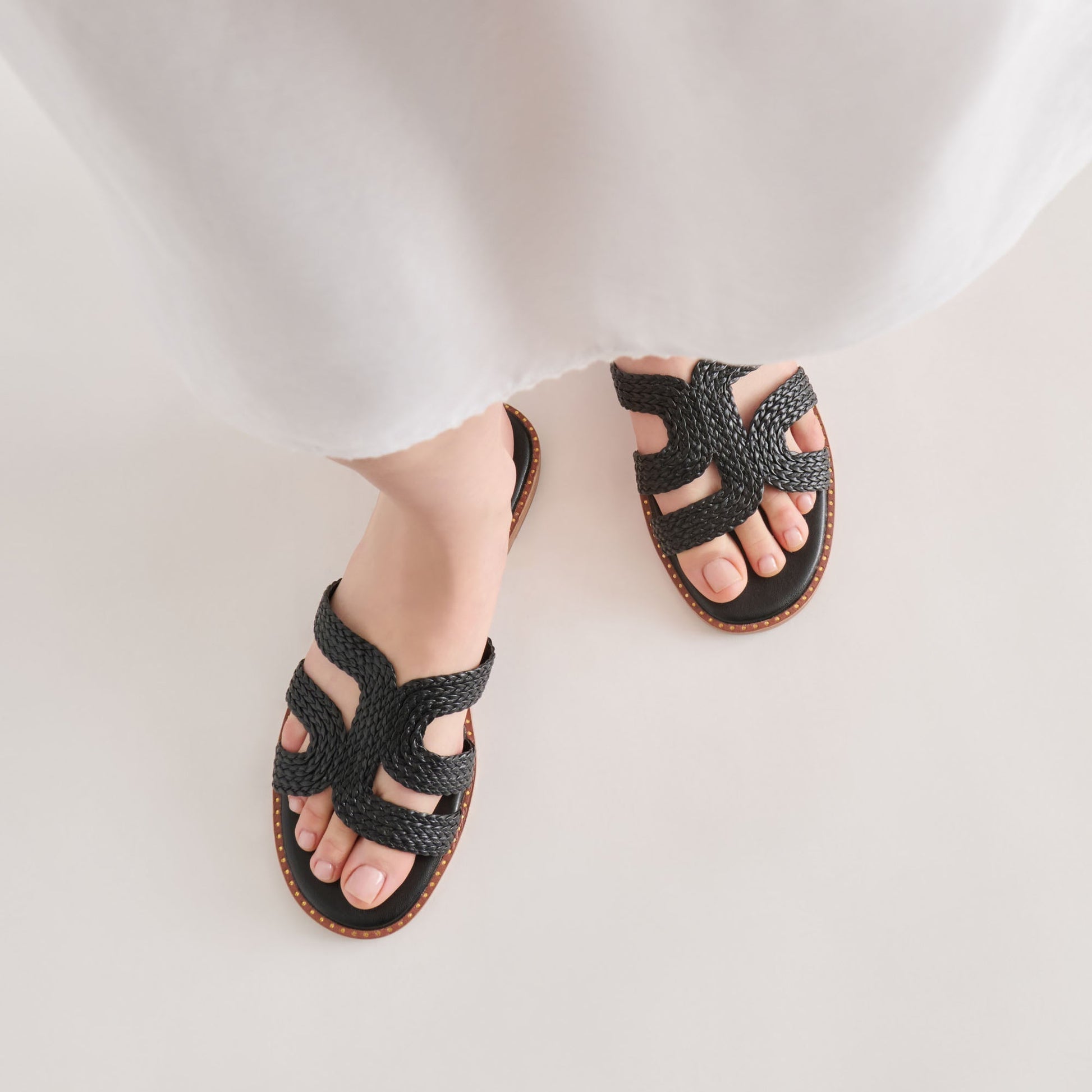 EMON Black Stella Slide Open-Toe Sandals