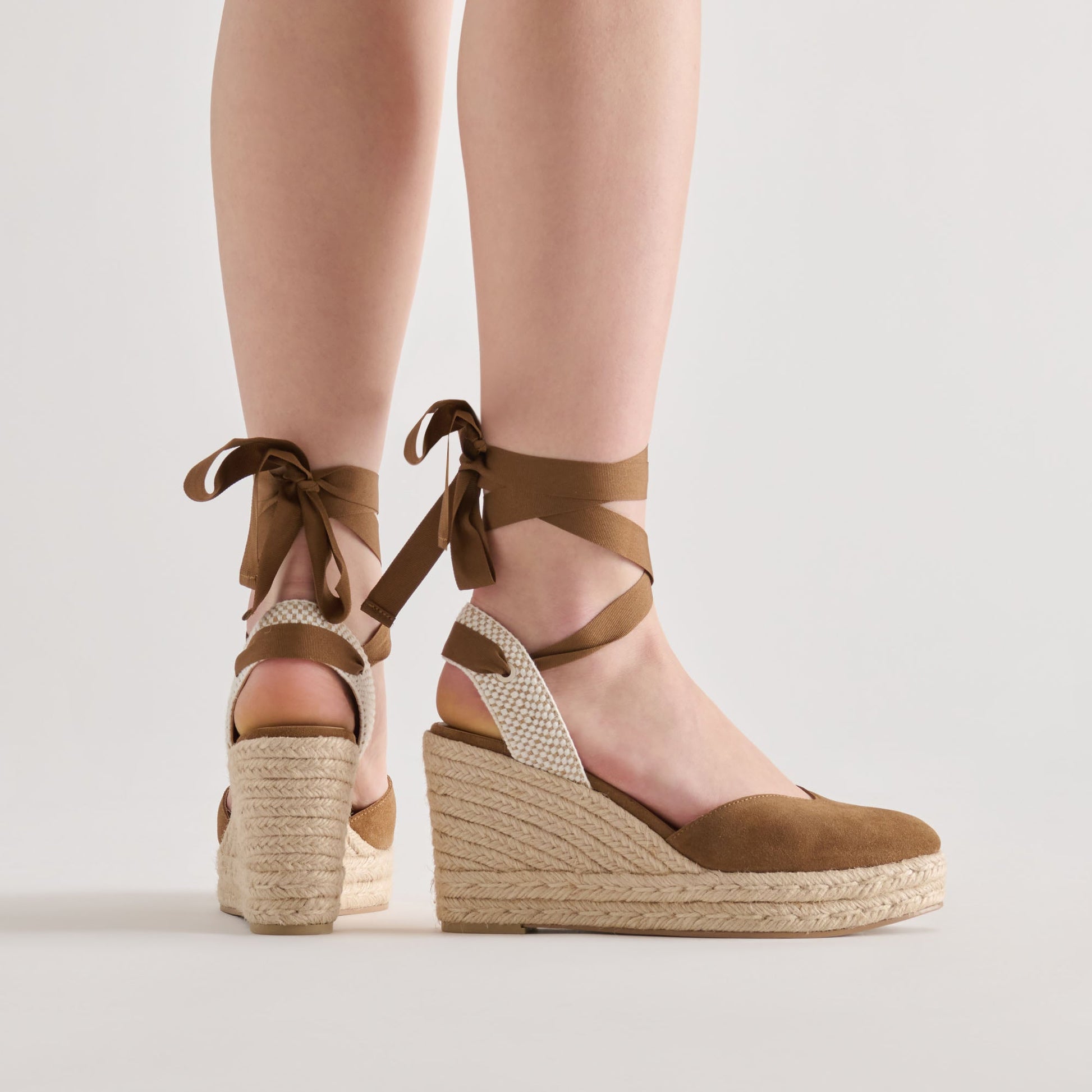 Noura Lt Brown Suede Wedges