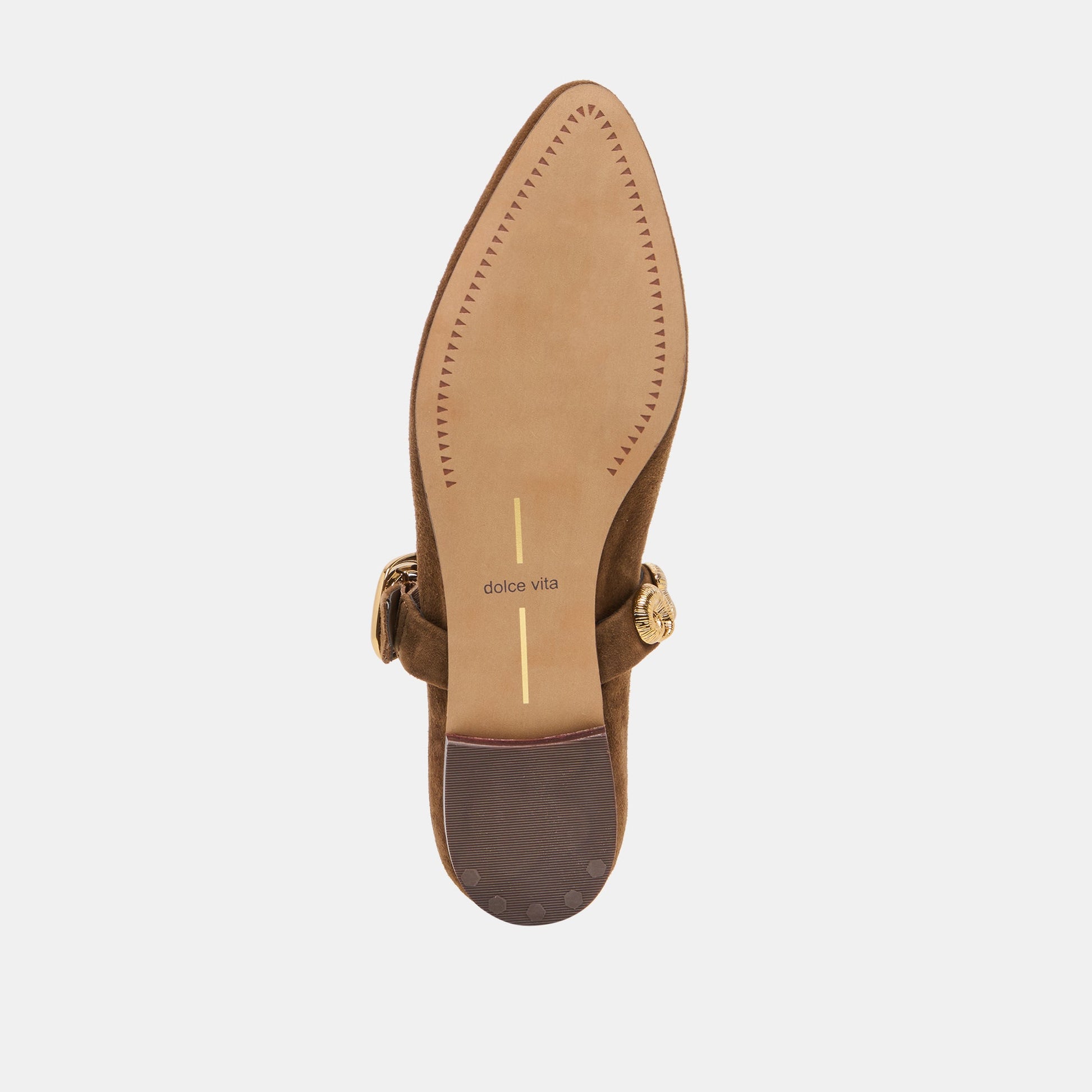 LOREE Chesnut Suede Mary-Jane Metal Detail Ballet Flats