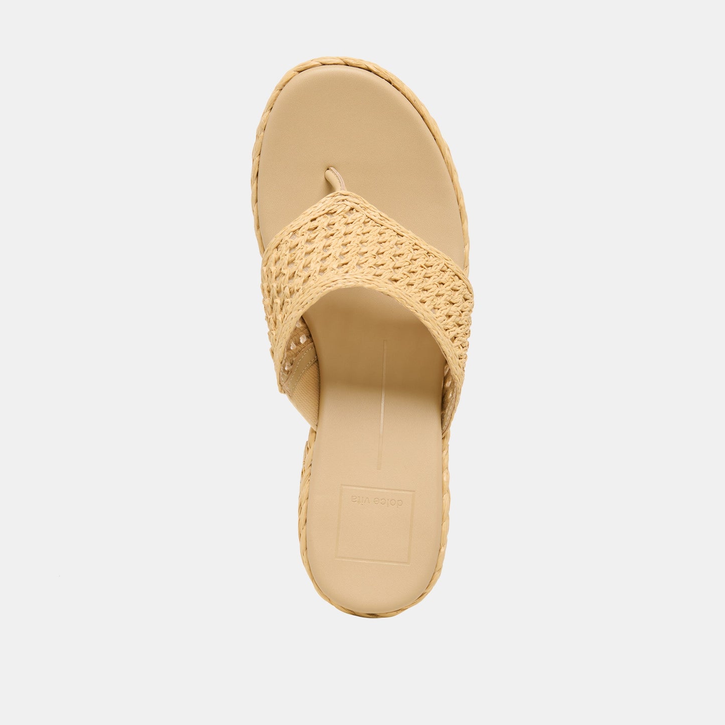 RIPPLE Lt Natural Raffia Platform Thong Block Heel