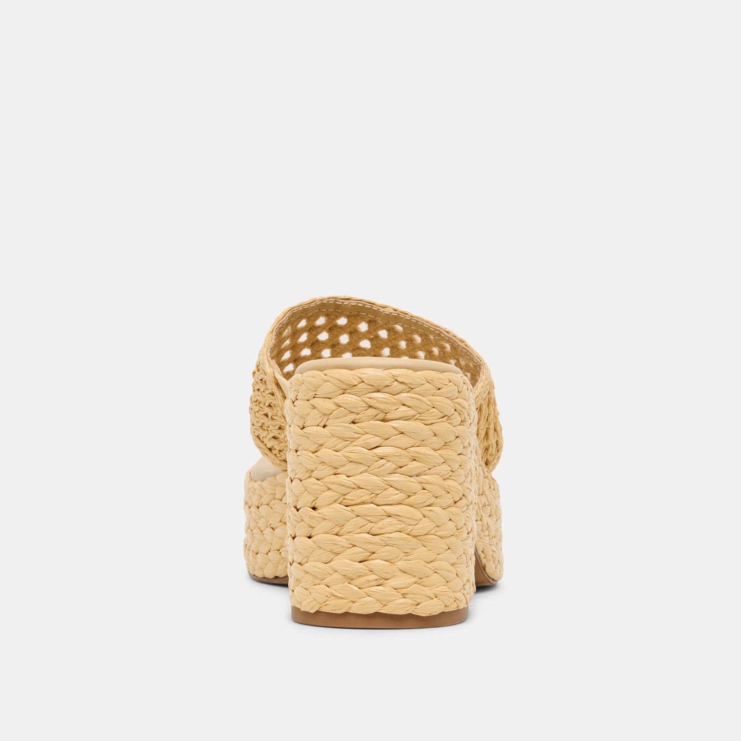 RIPPLE Lt Natural Raffia Platform Thong Block Heel