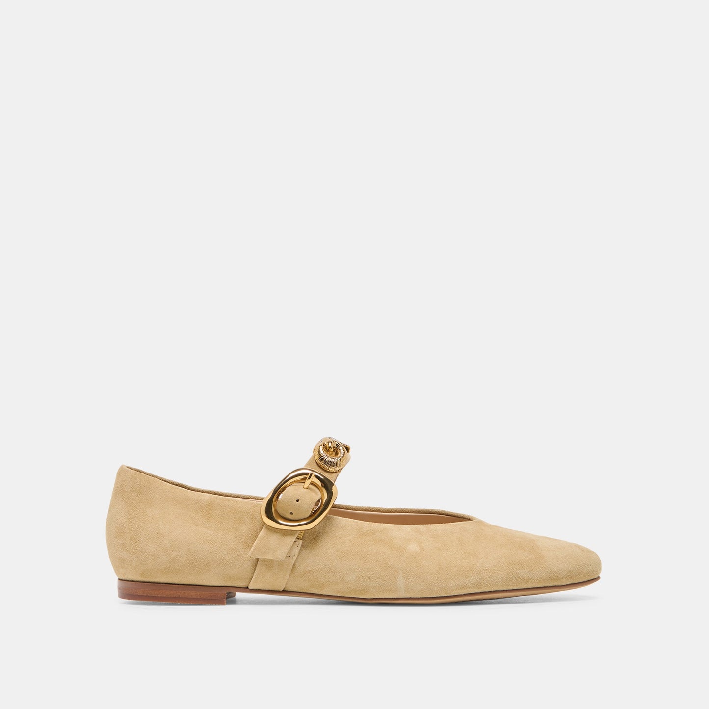 LOREE Desert Taupe Suede Mary-Jane Metal Detail Ballet Flats