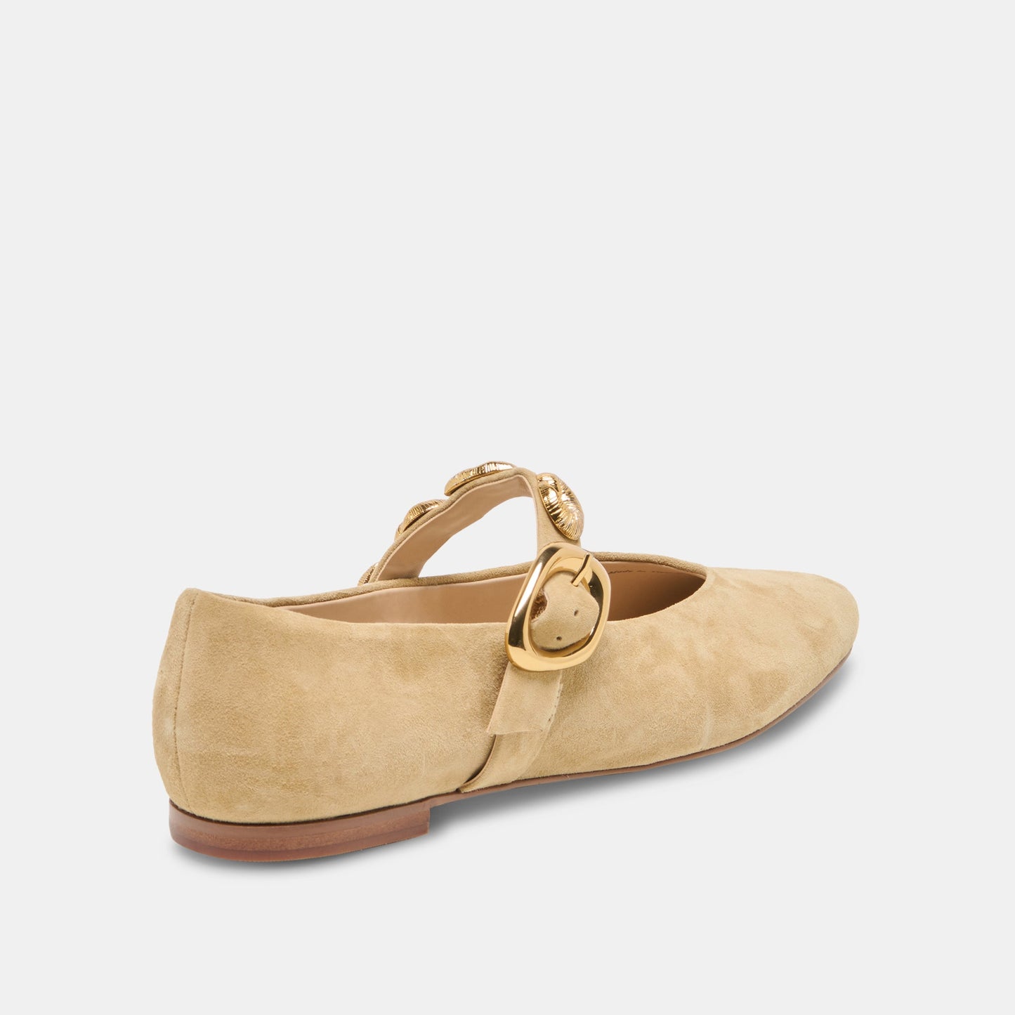 LOREE Desert Taupe Suede Mary-Jane Metal Detail Ballet Flats