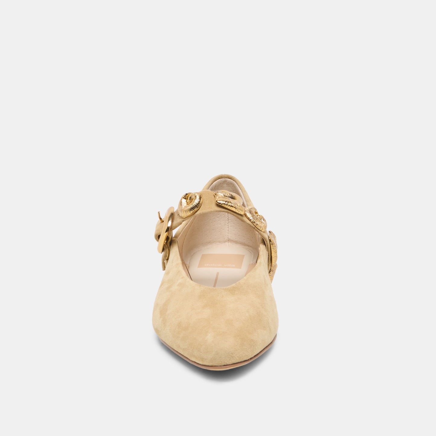 LOREE Desert Taupe Suede Mary-Jane Metal Detail Ballet Flats