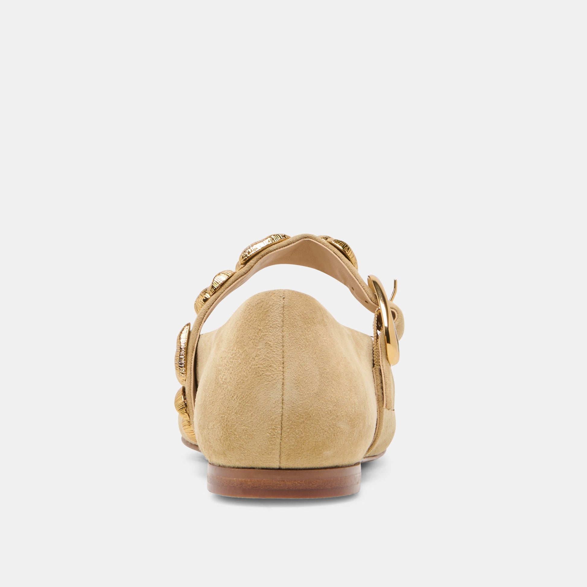 LOREE Desert Taupe Suede Mary-Jane Metal Detail Ballet Flats